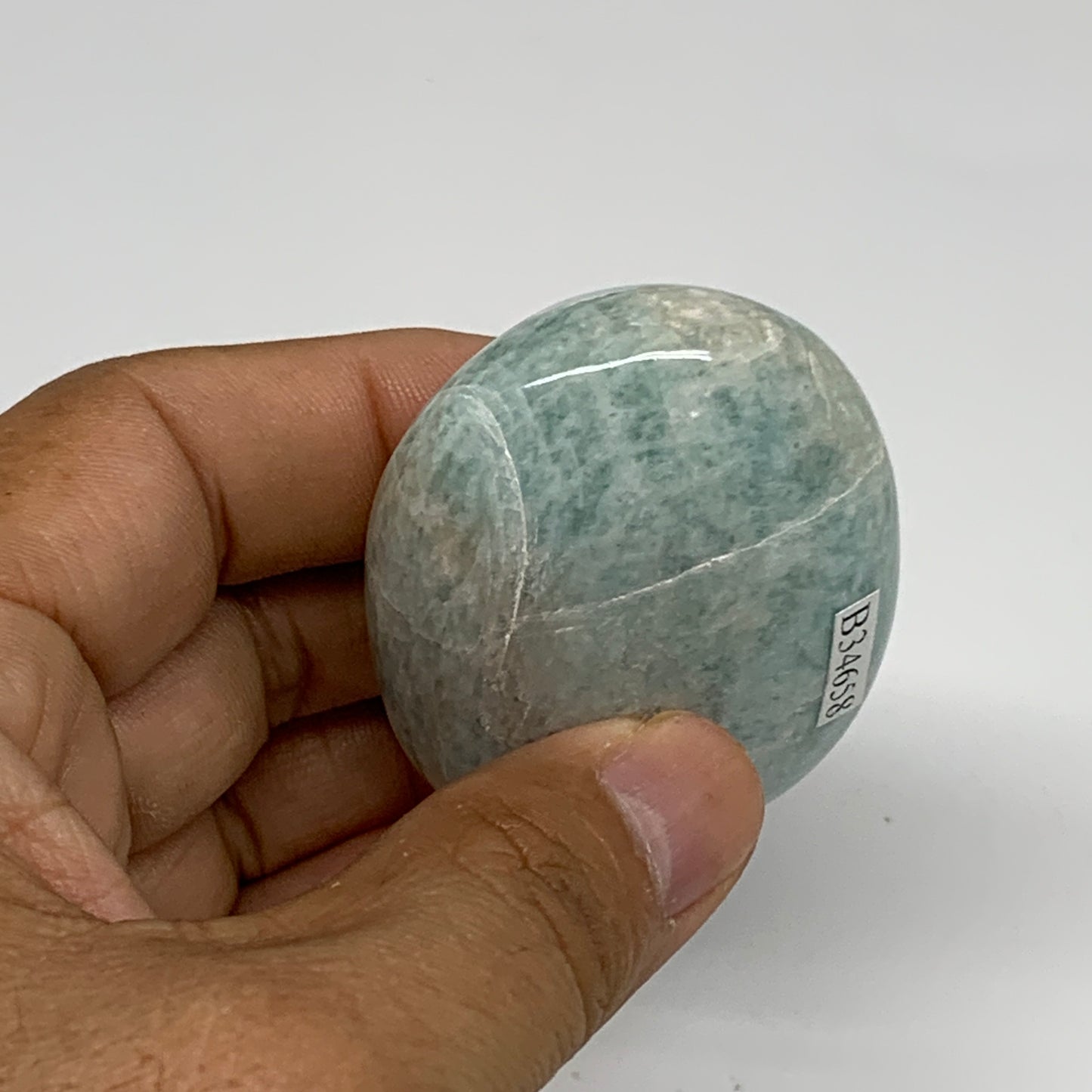 84.8g, 2.4"x"1.7"x0.9", Natural Amazonite Palm-Stone Tumbled Polished, B34658