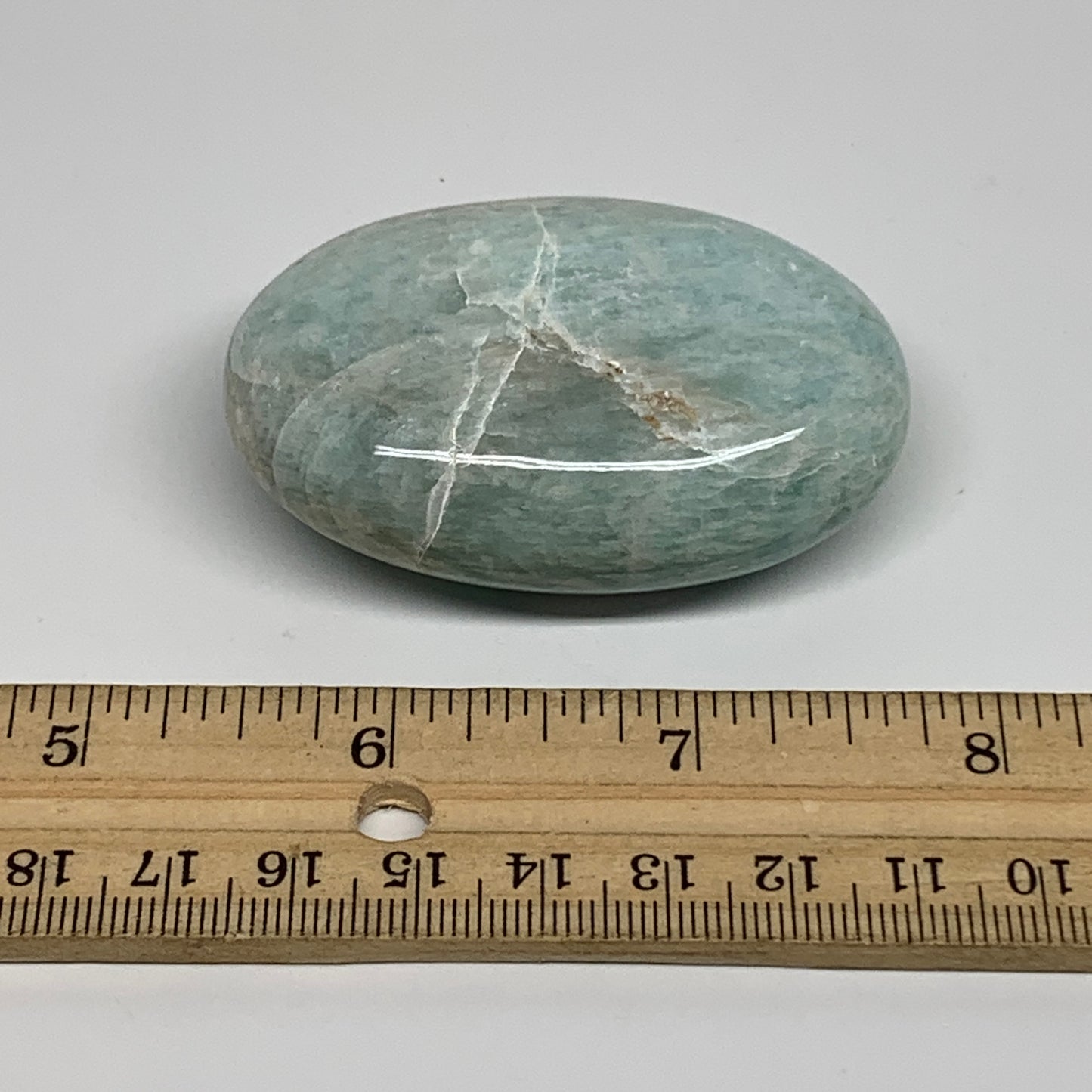 84.8g, 2.4"x"1.7"x0.9", Natural Amazonite Palm-Stone Tumbled Polished, B34658