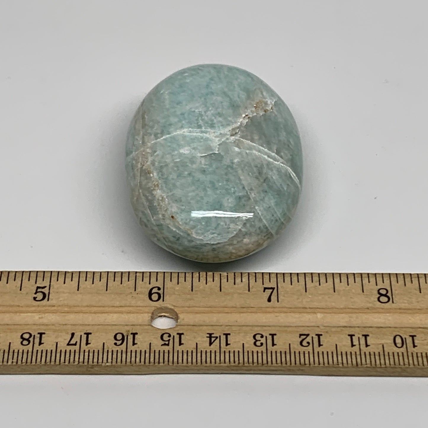 84.8g, 2.4"x"1.7"x0.9", Natural Amazonite Palm-Stone Tumbled Polished, B34658