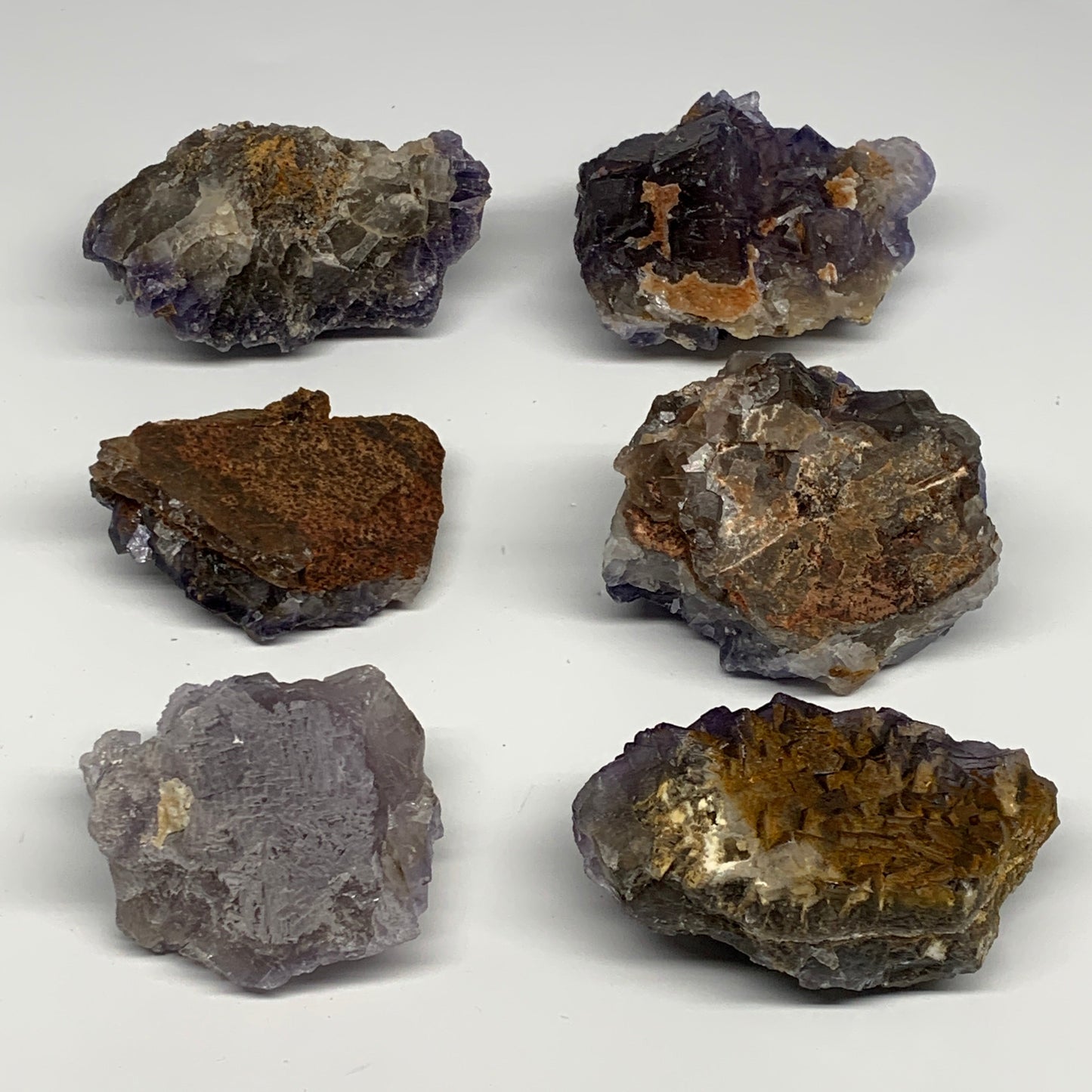 6.39 lbs,3"-4.3" 6pcs, Purple Fluorite Crystal Minerals Specimens,B27412