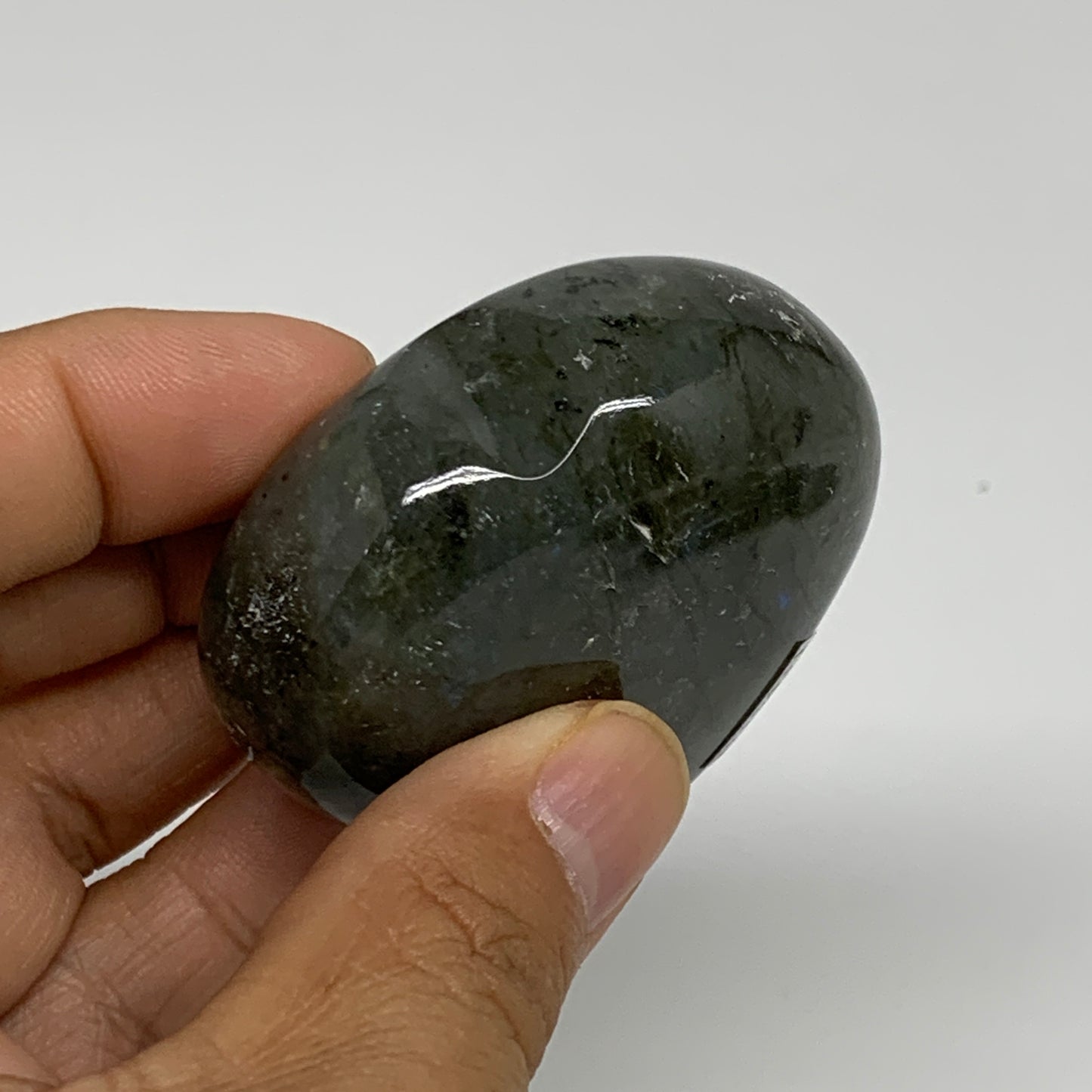 113.5g, 2.2"x2.1"x1", Natural Labradorite Heart Polished Crystal, B35431