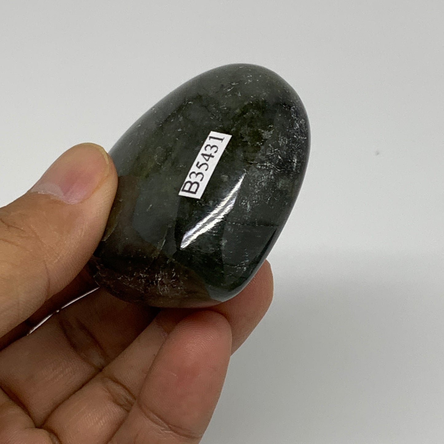 113.5g, 2.2"x2.1"x1", Natural Labradorite Heart Polished Crystal, B35431