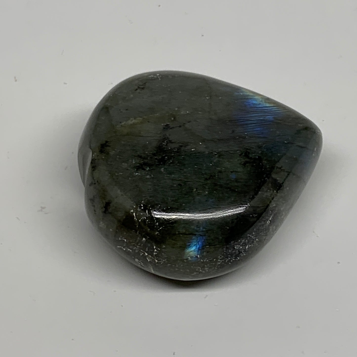 113.5g, 2.2"x2.1"x1", Natural Labradorite Heart Polished Crystal, B35431