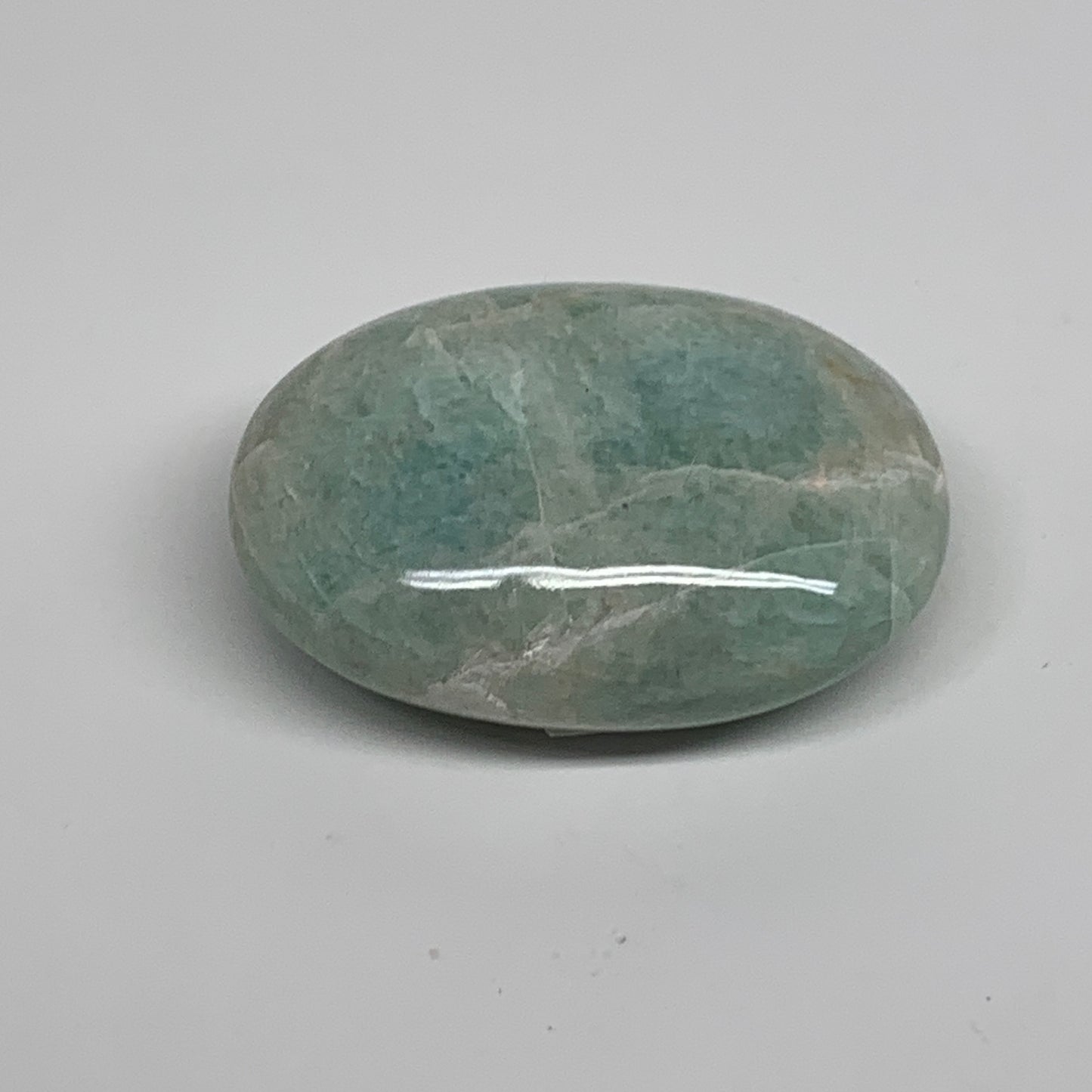 94.1g, 2.4"x"x1.8"x0.9", Natural Amazonite Palm-Stone Tumbled Polished, B34659
