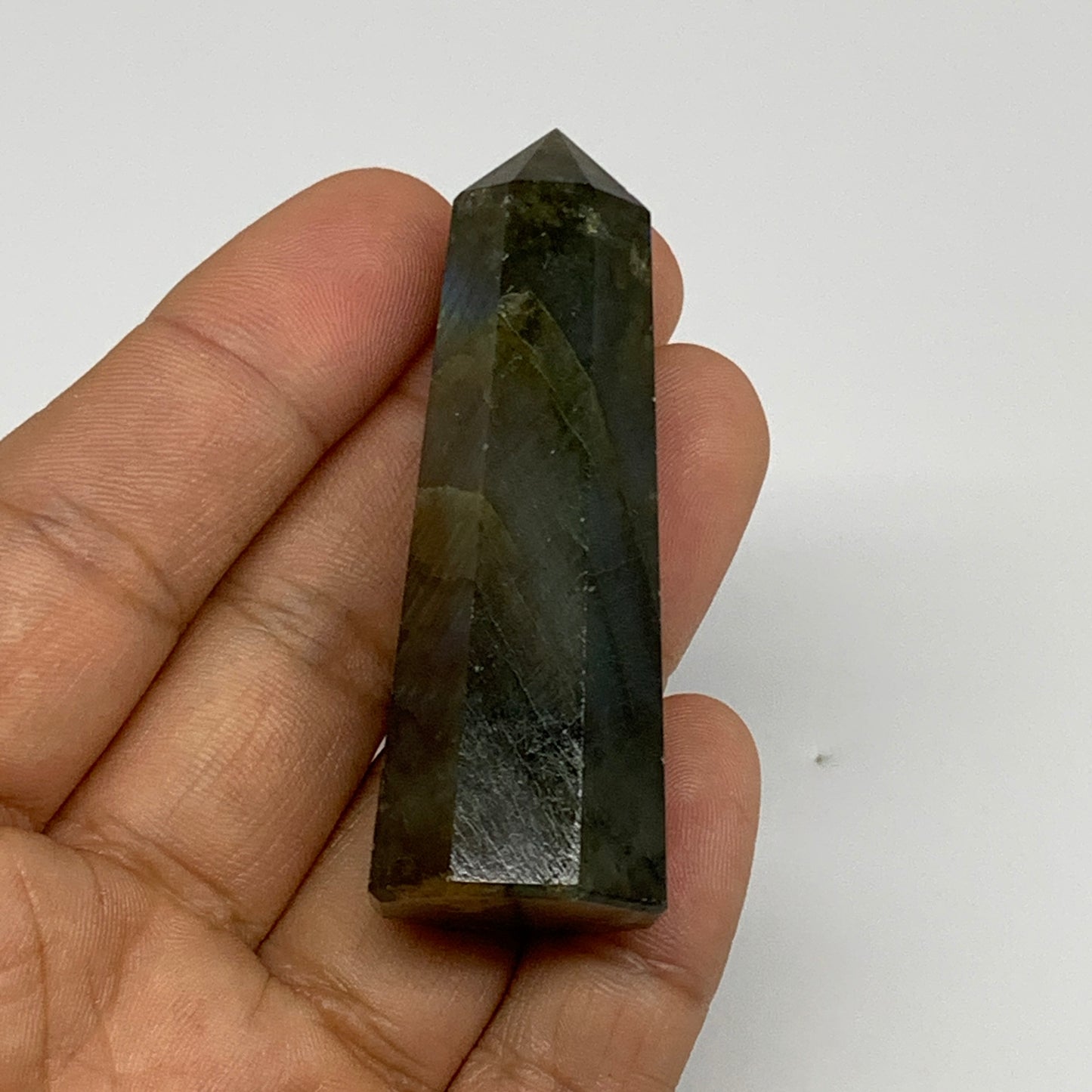 86g, 2.1"-2.4", 2pcs. Labradorite Tower Point Crystal @Madagascar, B31305