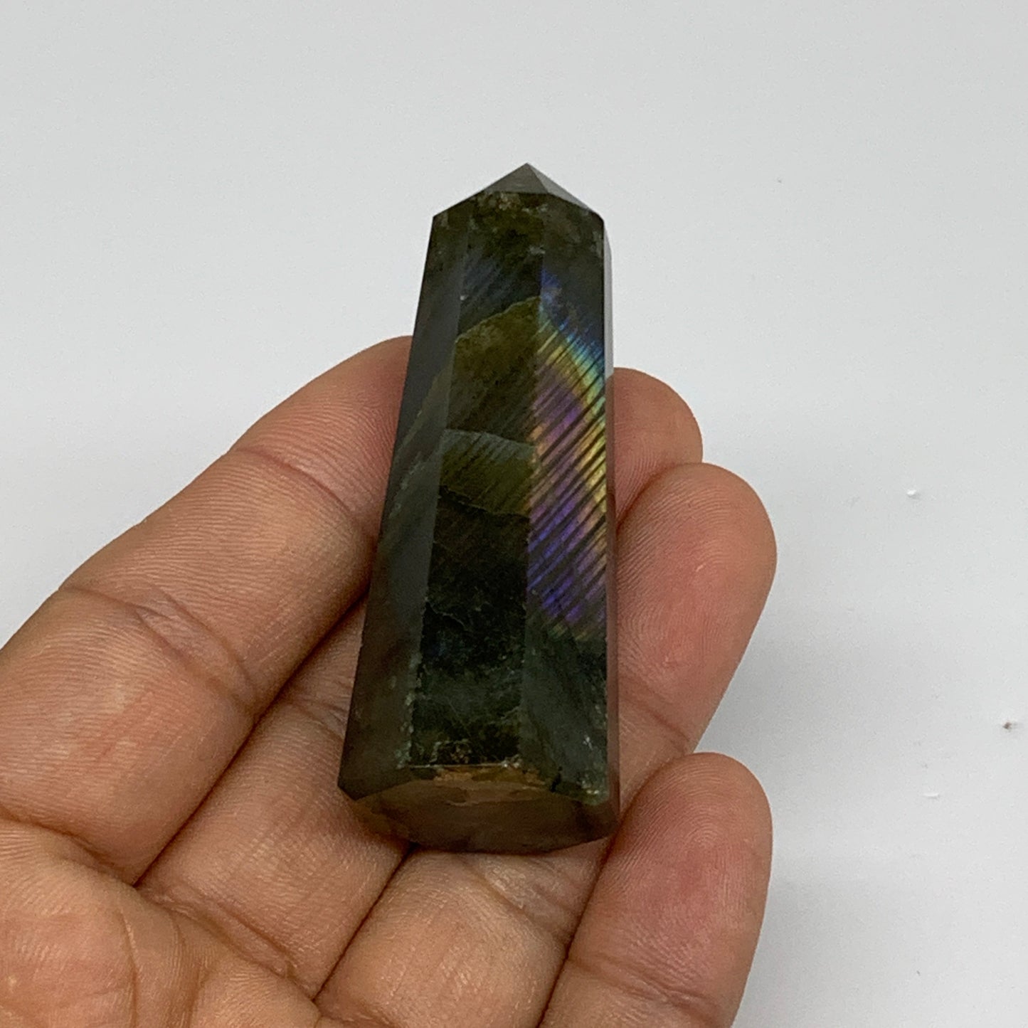86g, 2.1"-2.4", 2pcs. Labradorite Tower Point Crystal @Madagascar, B31305