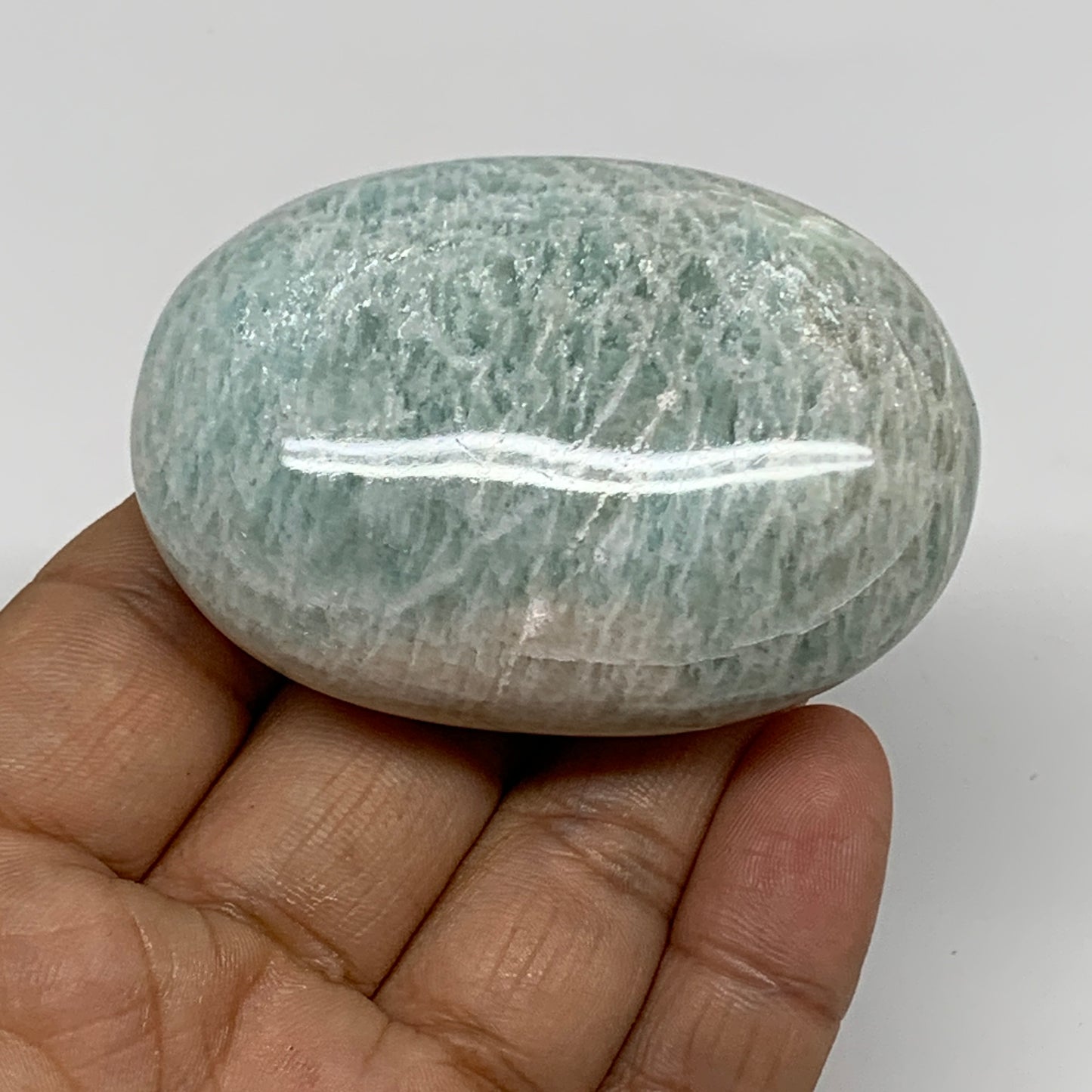 101.4g, 2.5"x"x1.7"x1", Natural Amazonite Palm-Stone Tumbled Polished, B34660