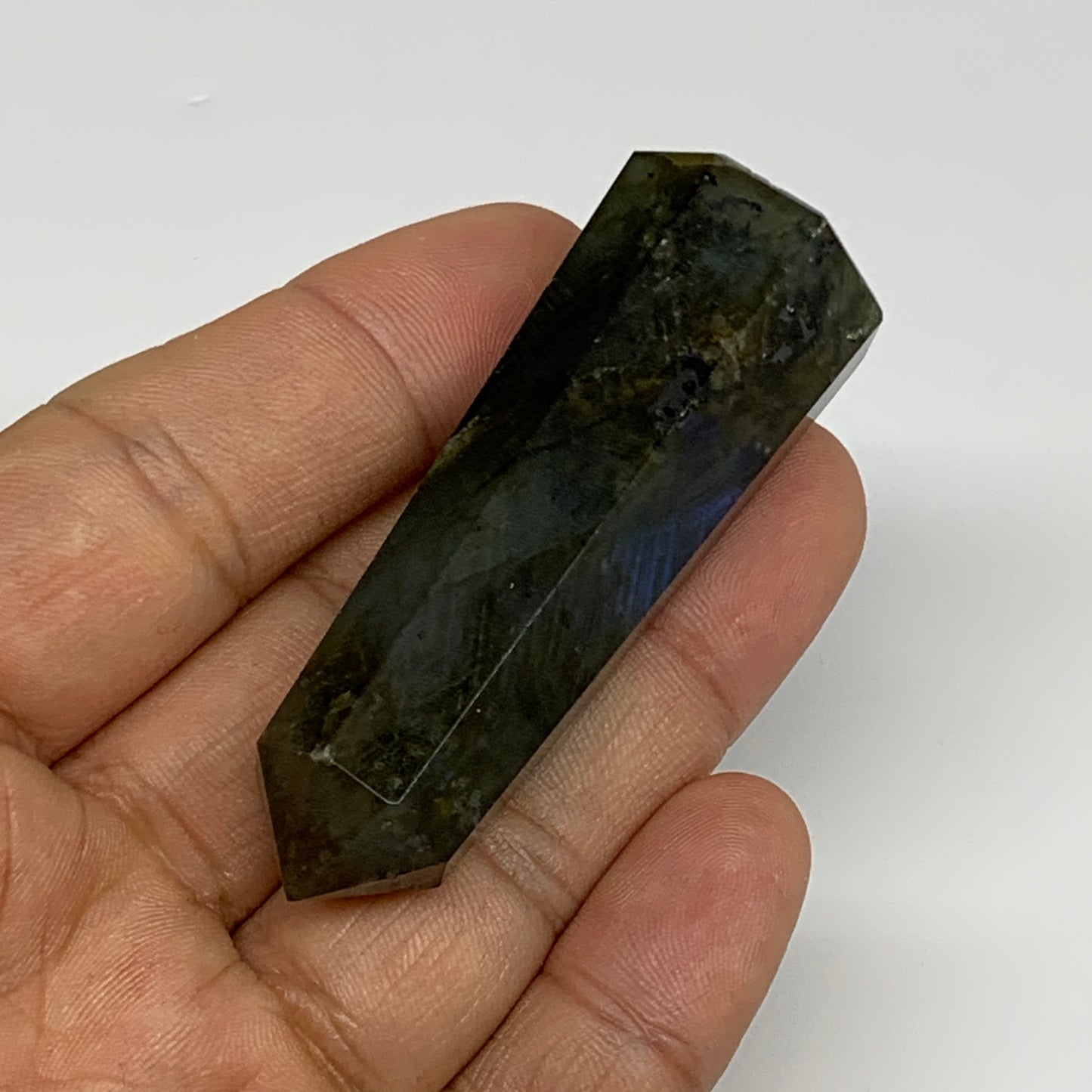 86g, 2.1"-2.4", 2pcs. Labradorite Tower Point Crystal @Madagascar, B31305