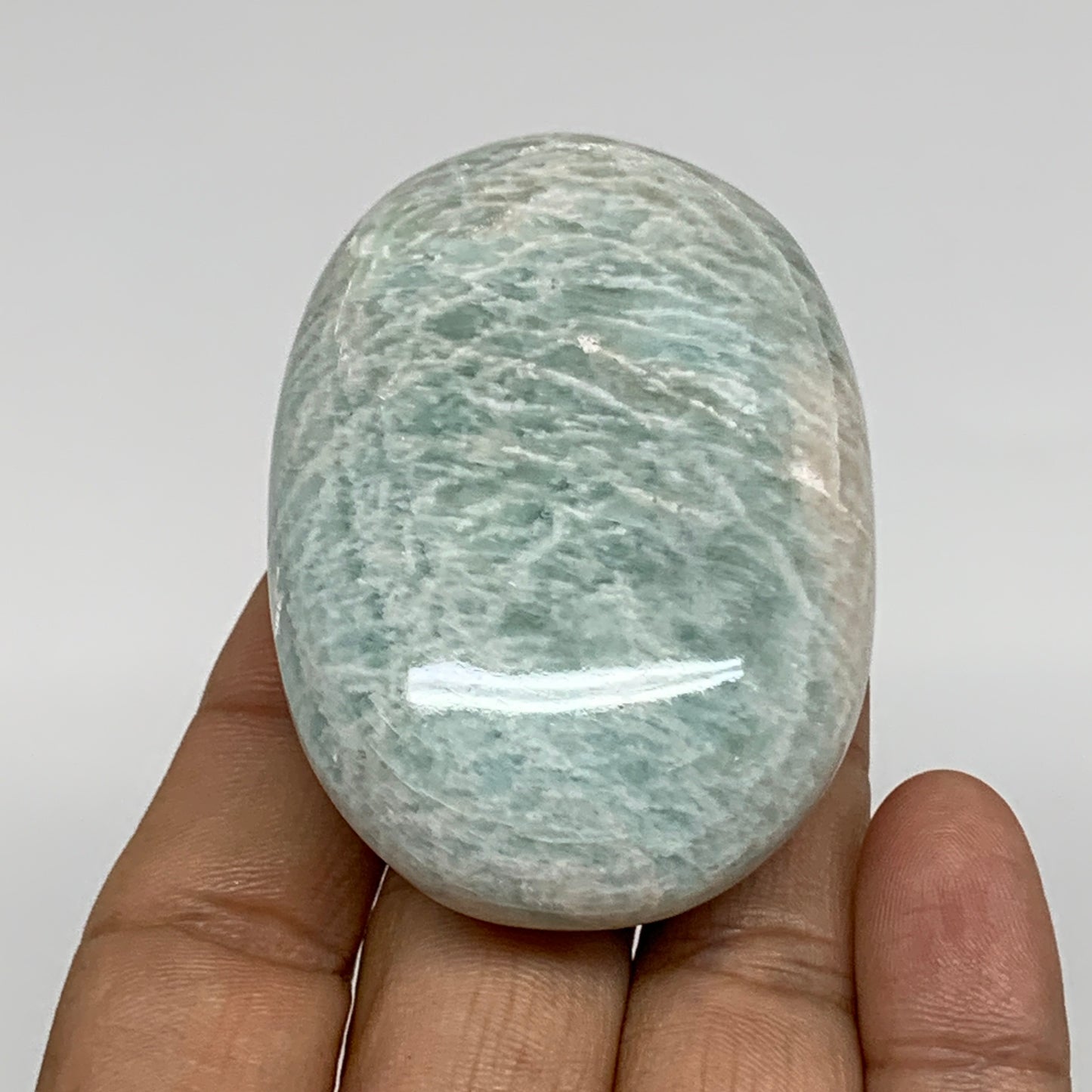 101.4g, 2.5"x"x1.7"x1", Natural Amazonite Palm-Stone Tumbled Polished, B34660