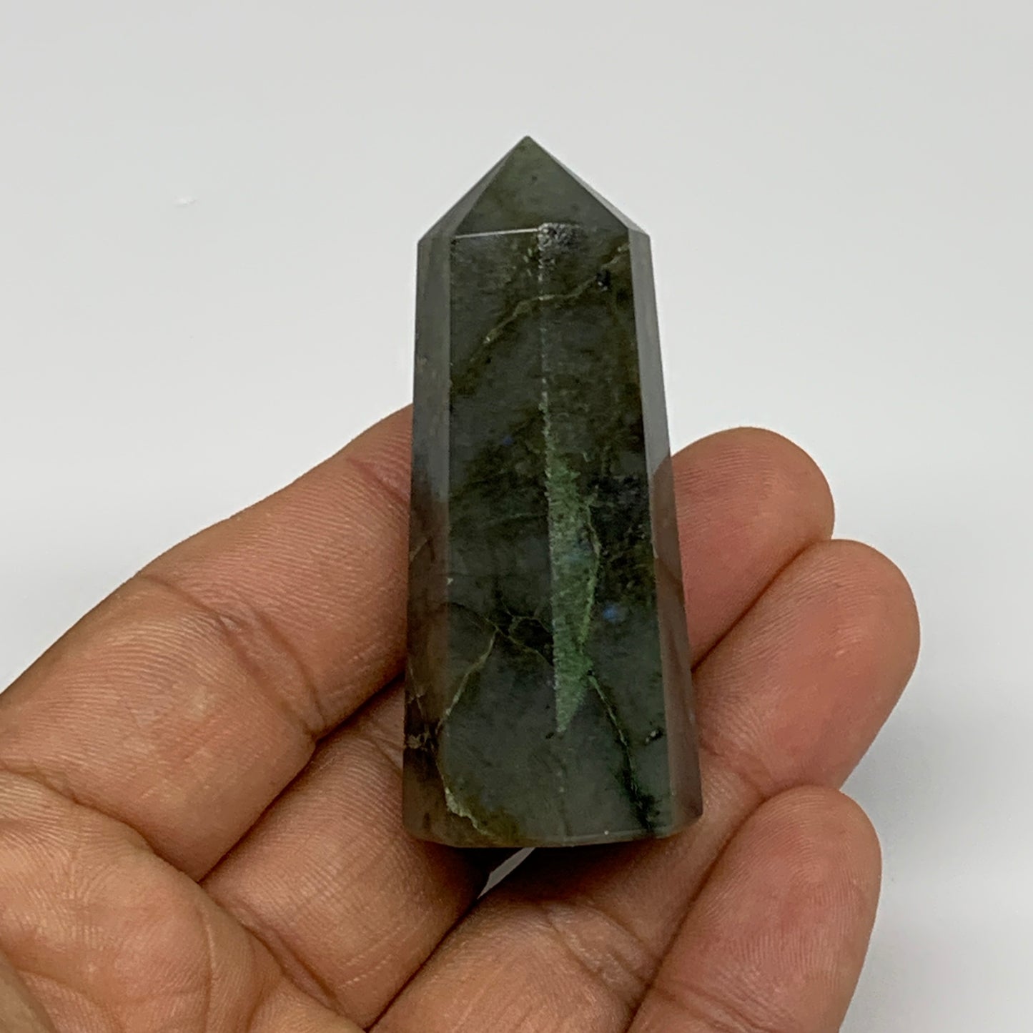 86g, 2.1"-2.4", 2pcs. Labradorite Tower Point Crystal @Madagascar, B31305