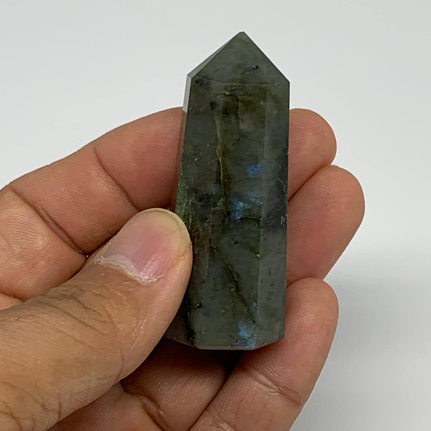 86g, 2.1"-2.4", 2pcs. Labradorite Tower Point Crystal @Madagascar, B31305