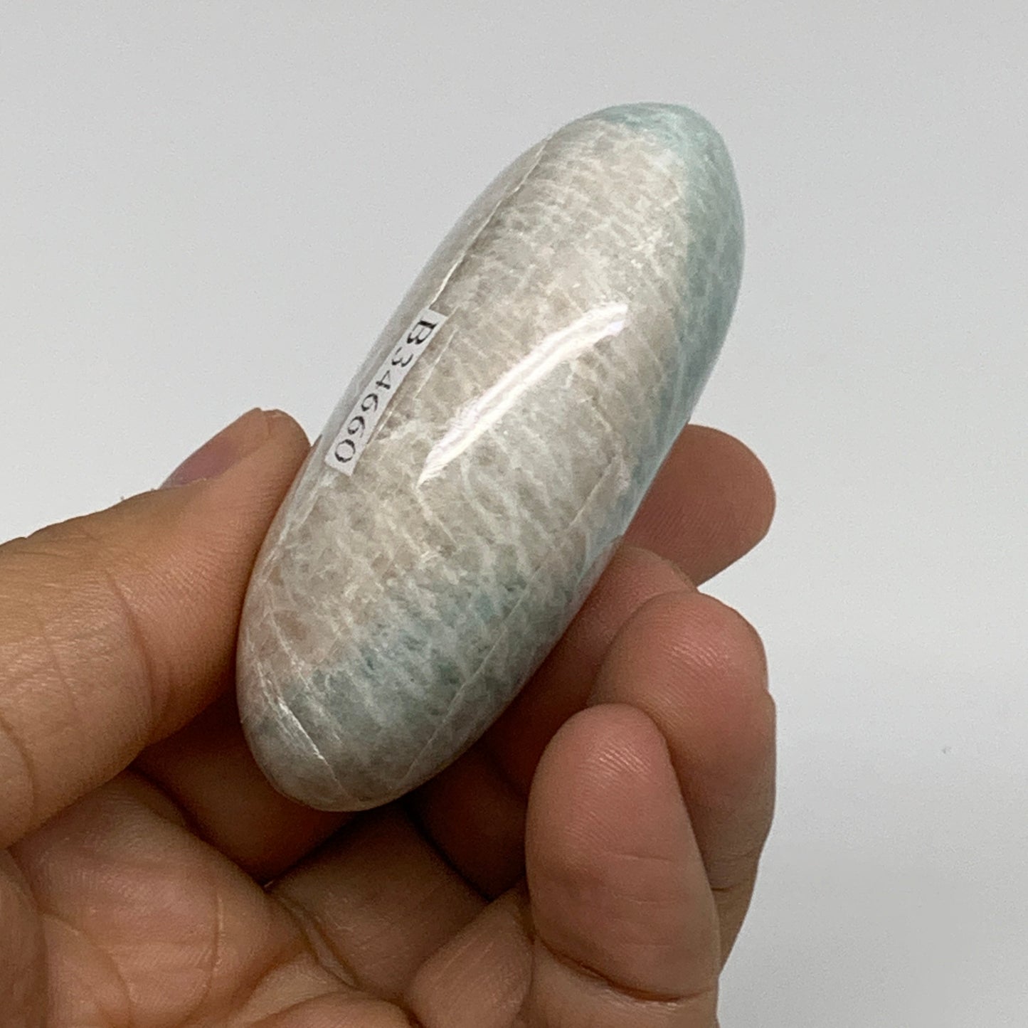 101.4g, 2.5"x"x1.7"x1", Natural Amazonite Palm-Stone Tumbled Polished, B34660