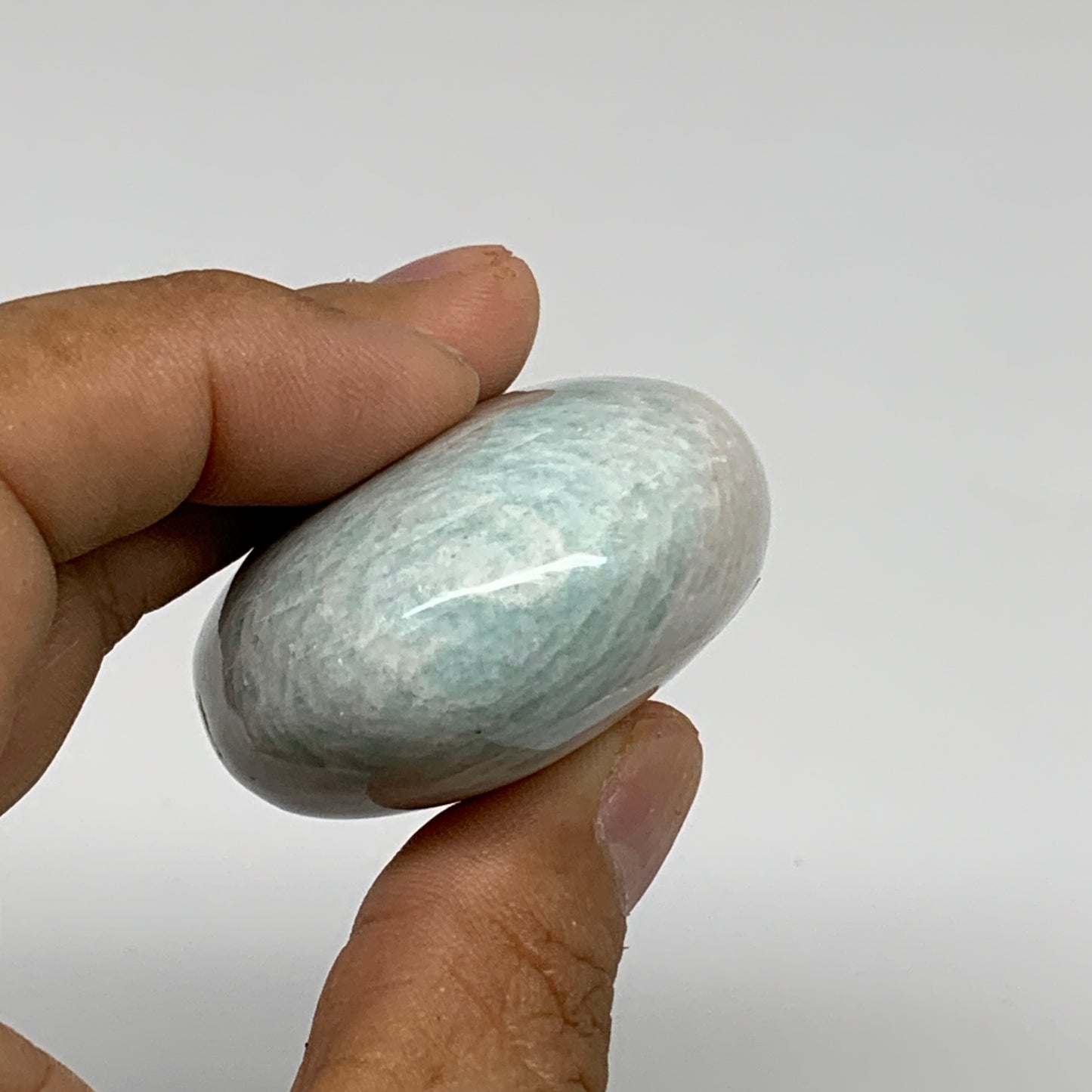 101.4g, 2.5"x"x1.7"x1", Natural Amazonite Palm-Stone Tumbled Polished, B34660