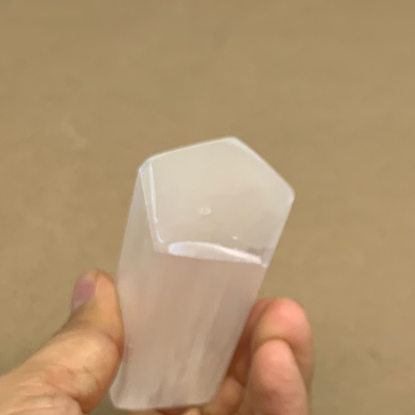 208.9g, 3.9"x1.6", Selenite (Satin Spar) Crystal Tower Point, B36035