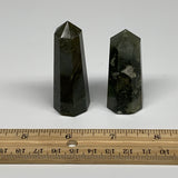 86g, 2.1"-2.4", 2pcs. Labradorite Tower Point Crystal @Madagascar, B31305