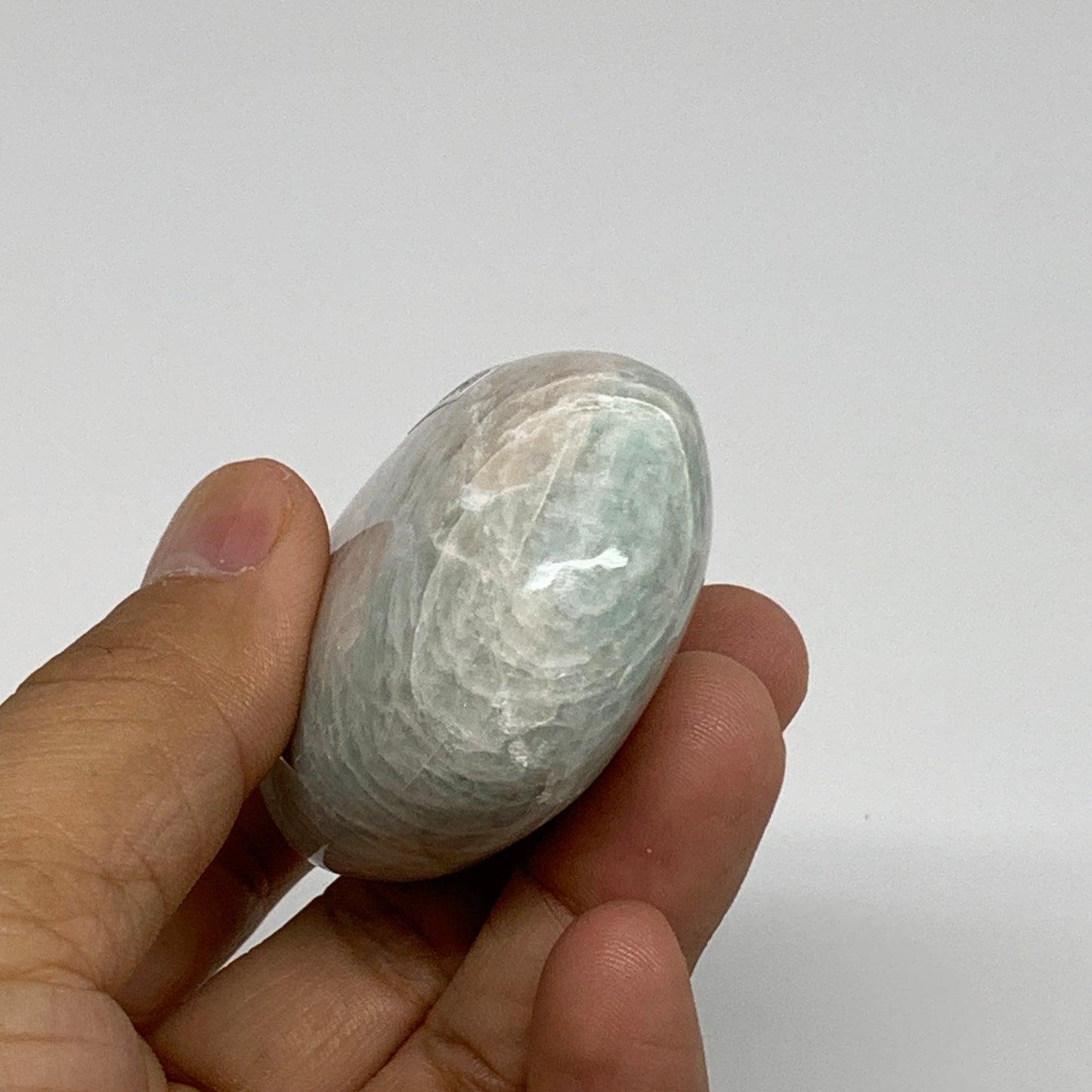 101.4g, 2.5"x"x1.7"x1", Natural Amazonite Palm-Stone Tumbled Polished, B34660