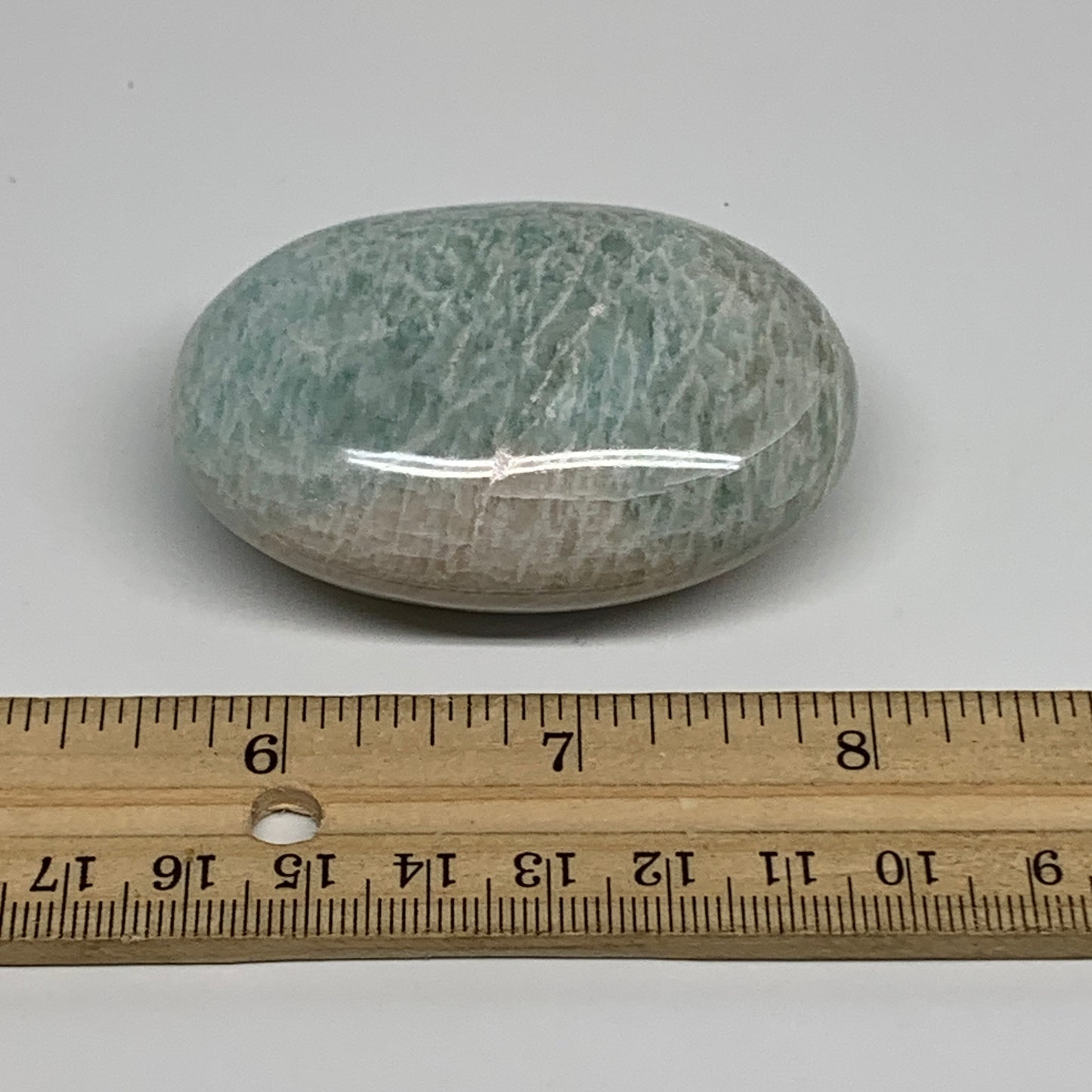 101.4g, 2.5"x"x1.7"x1", Natural Amazonite Palm-Stone Tumbled Polished, B34660
