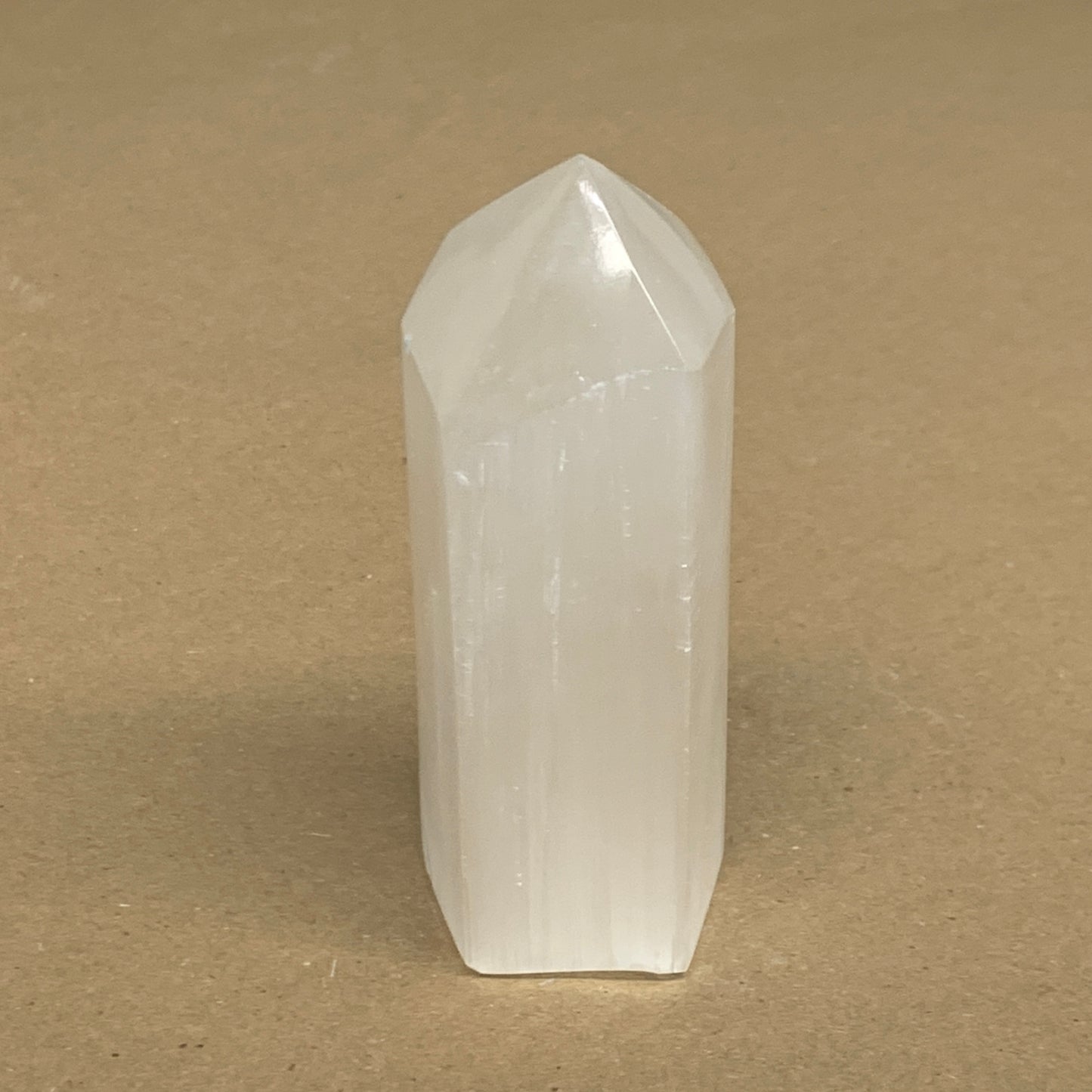 208.9g, 3.9"x1.6", Selenite (Satin Spar) Crystal Tower Point, B36035