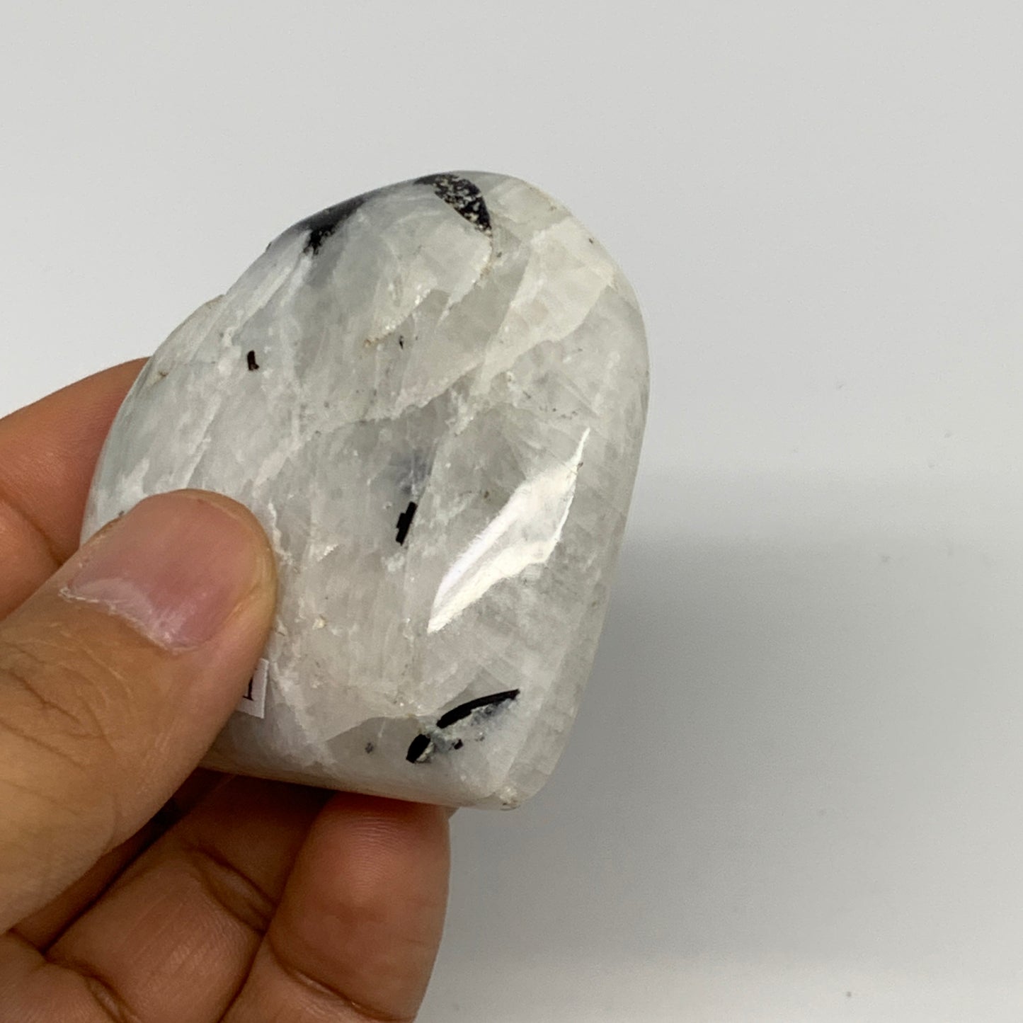 103.1g, 2.3"x2.4"x0.8", Rainbow Moonstone Heart Crystal Gemstone @India, B29744