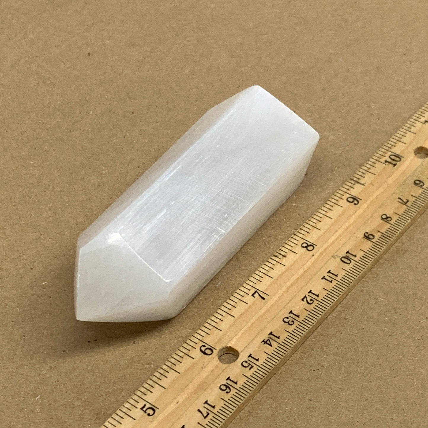 208.9g, 3.9"x1.6", Selenite (Satin Spar) Crystal Tower Point, B36035