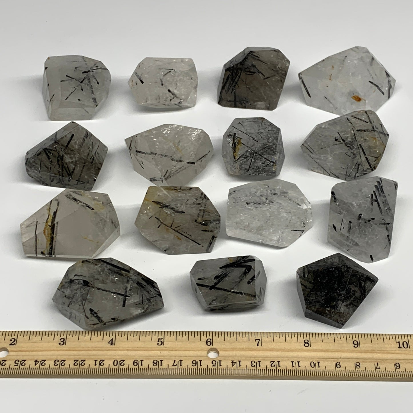 2.59 lb, 1.2"-2.6", 15 pcs, Black Tourmaline Rutile Quartz Crystal Freeform, B27