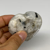 113.5g, 2.2"x2.4"x0.9", Rainbow Moonstone Heart Crystal Gemstone @India, B29745