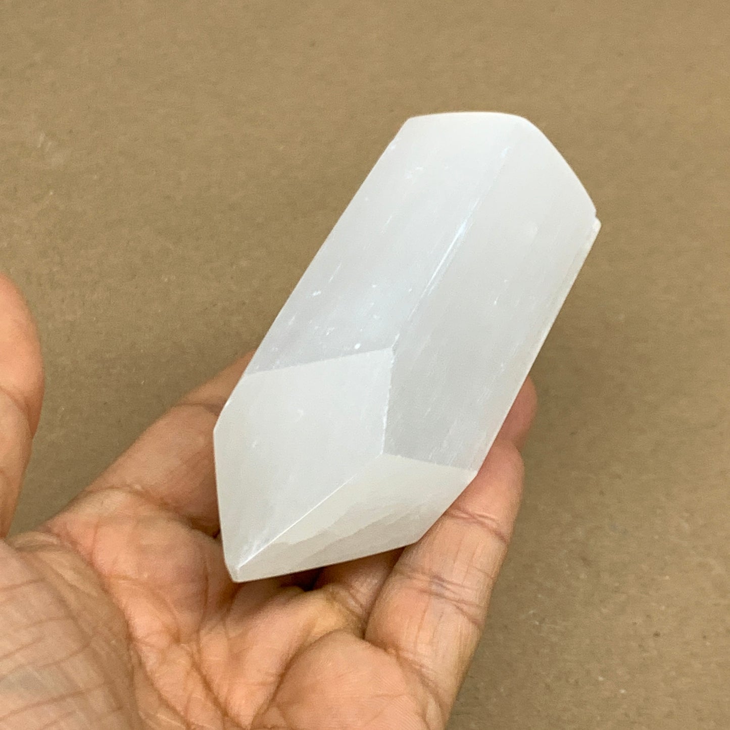 192g, 3.9"x1.5", Selenite (Satin Spar) Crystal Tower Point, B36036