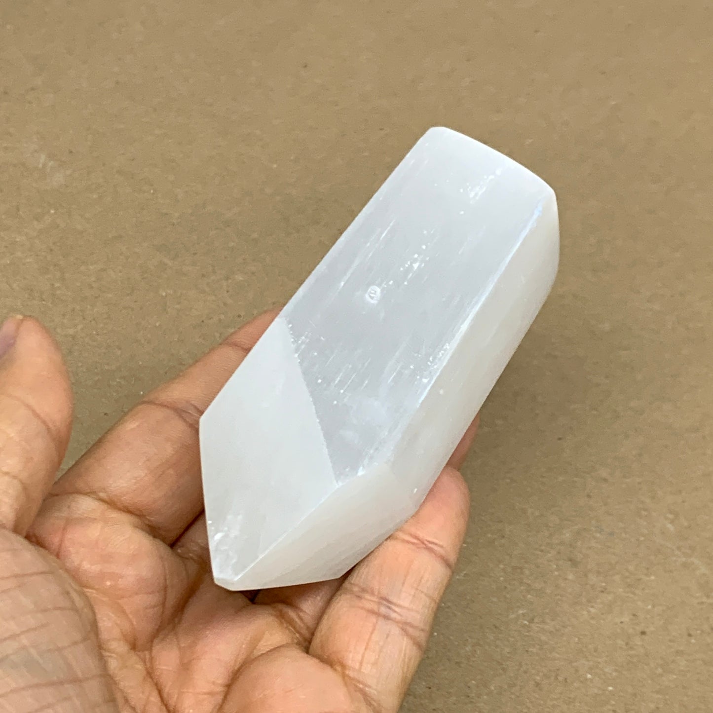 192g, 3.9"x1.5", Selenite (Satin Spar) Crystal Tower Point, B36036
