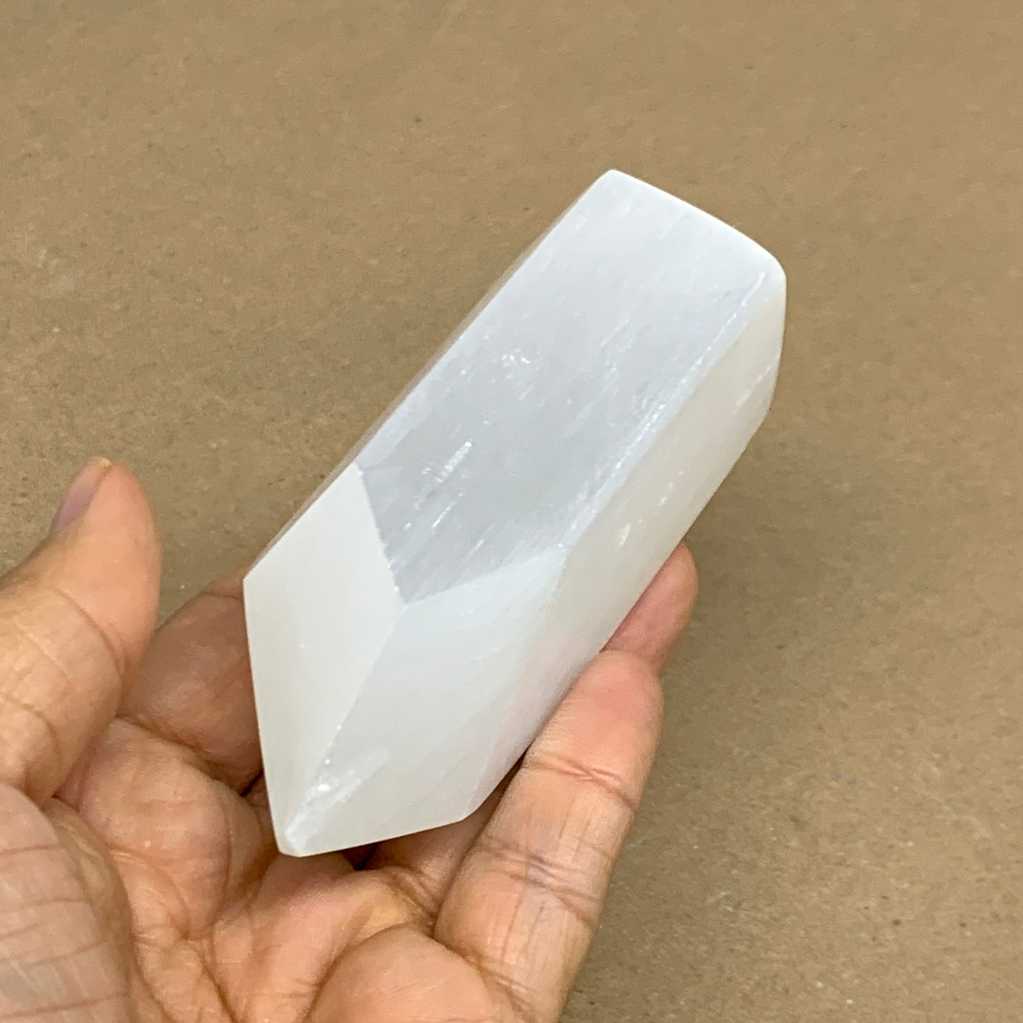 192g, 3.9"x1.5", Selenite (Satin Spar) Crystal Tower Point, B36036
