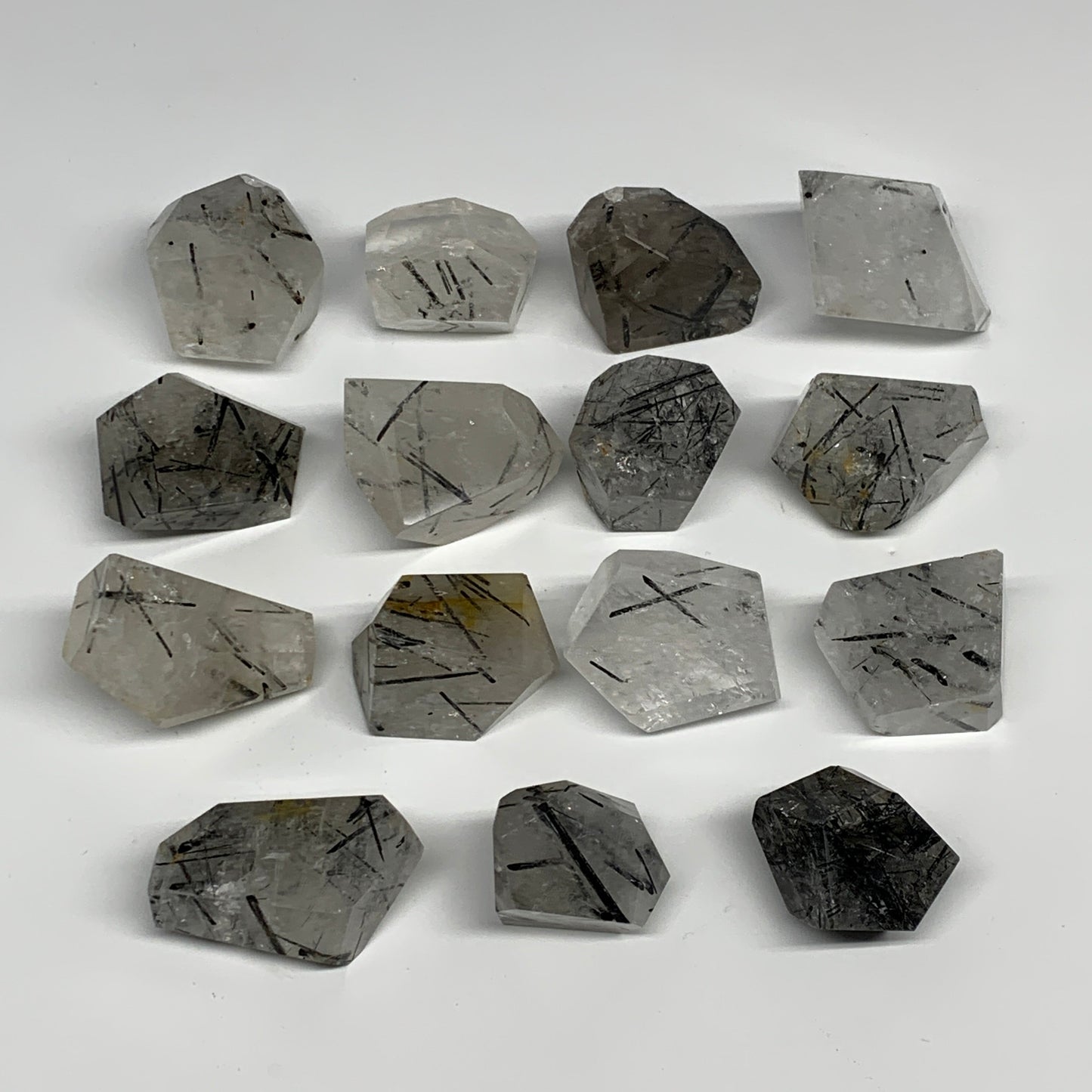 2.59 lb, 1.2"-2.6", 15 pcs, Black Tourmaline Rutile Quartz Crystal Freeform, B27
