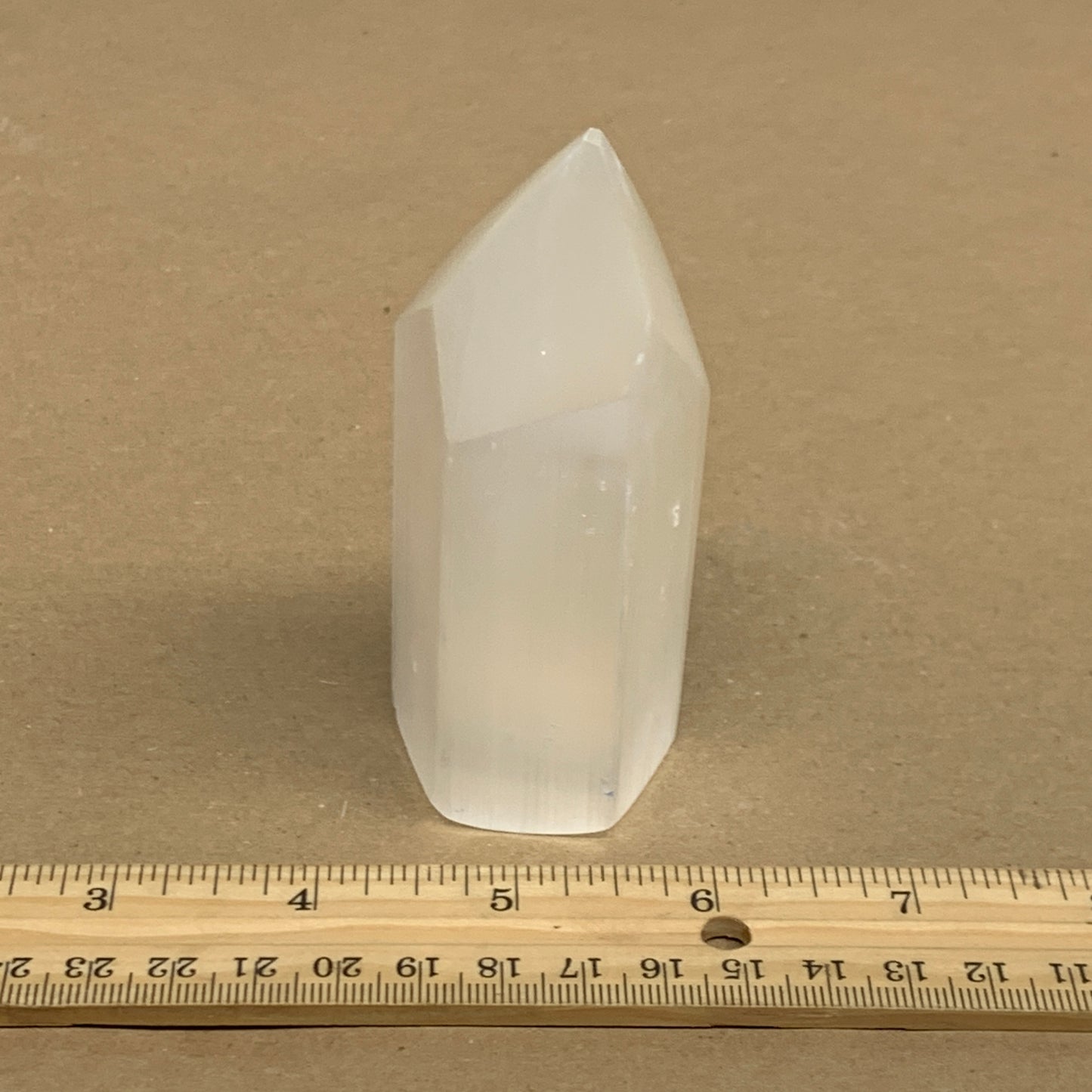 192g, 3.9"x1.5", Selenite (Satin Spar) Crystal Tower Point, B36036