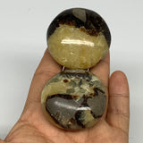 157.1g, 1.8"-1.8", 2pcs, Septarian Nodule Palm-Stone Polished Reiki Crystal, B28