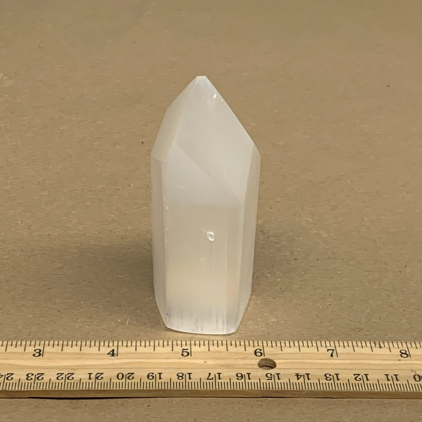 192g, 3.9"x1.5", Selenite (Satin Spar) Crystal Tower Point, B36036