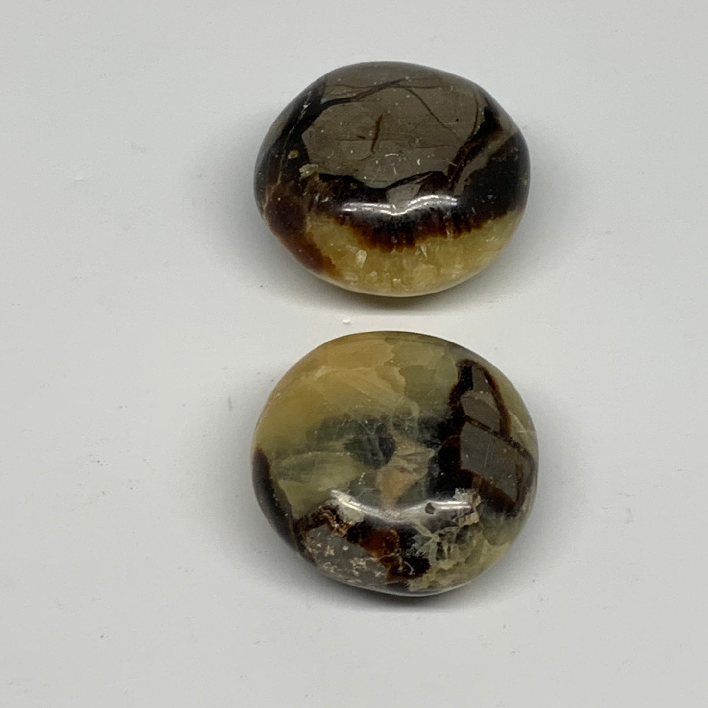 157.1g, 1.8"-1.8", 2pcs, Septarian Nodule Palm-Stone Polished Reiki Crystal, B28