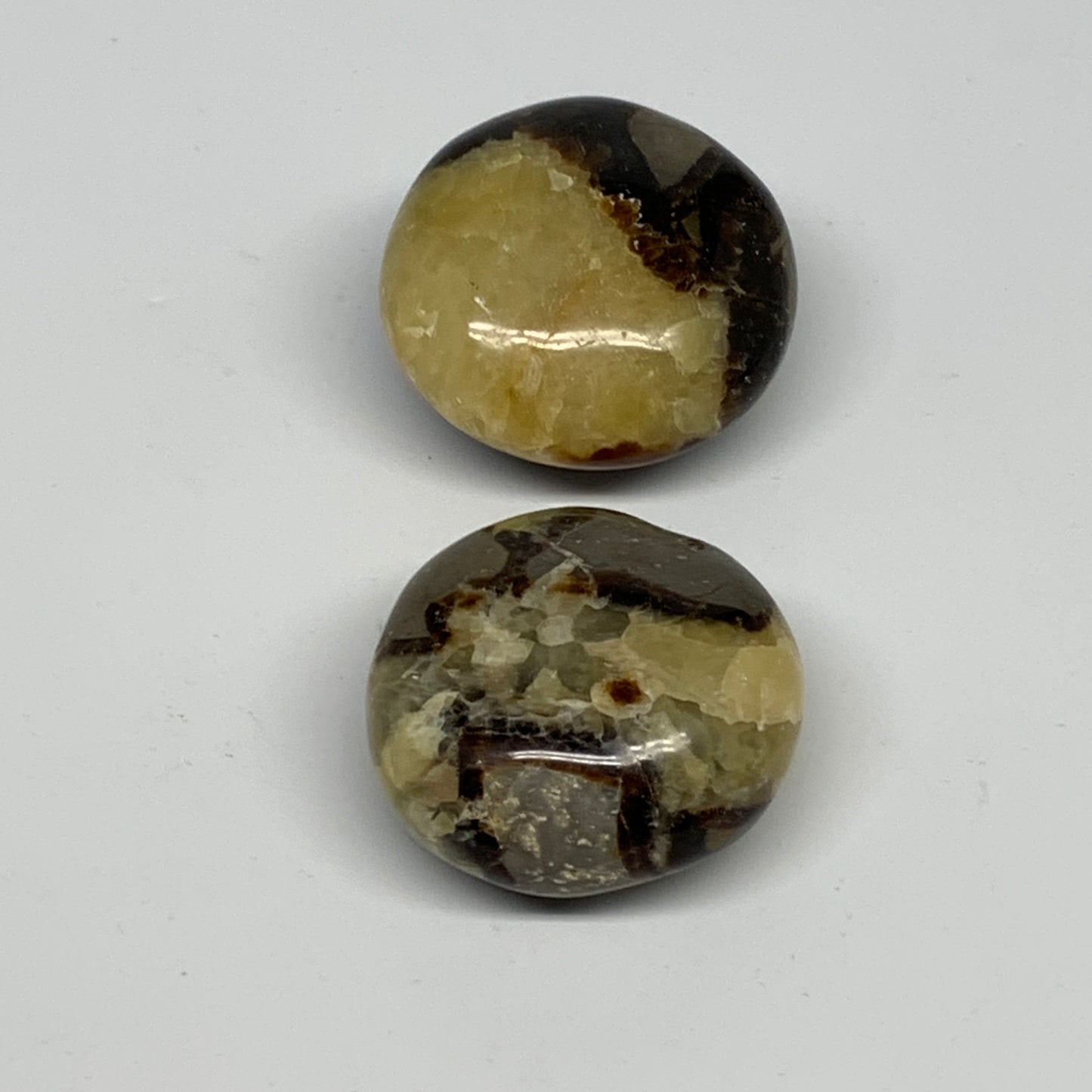 157.1g, 1.8"-1.8", 2pcs, Septarian Nodule Palm-Stone Polished Reiki Crystal, B28