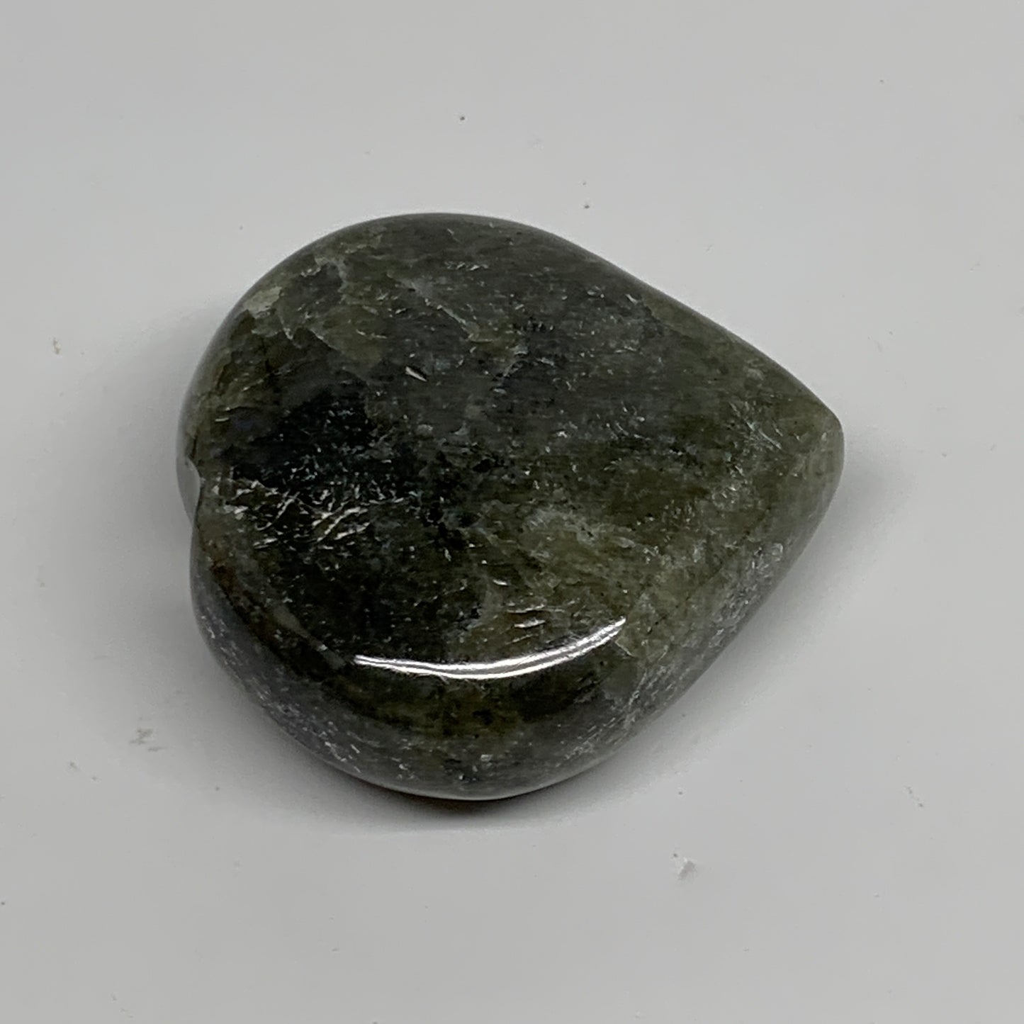 105.5g, 2.2"x2.2"x0.9", Natural Labradorite Heart Polished Crystal, B35434