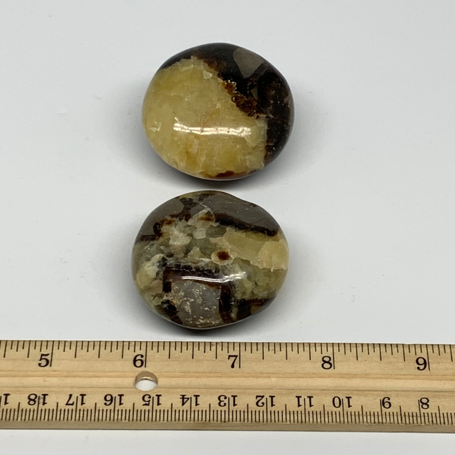 157.1g, 1.8"-1.8", 2pcs, Septarian Nodule Palm-Stone Polished Reiki Crystal, B28