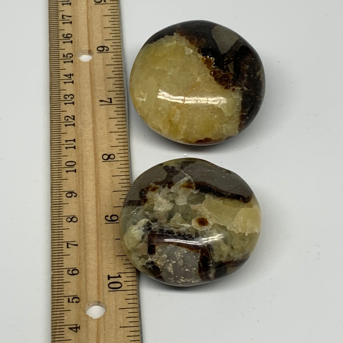 157.1g, 1.8"-1.8", 2pcs, Septarian Nodule Palm-Stone Polished Reiki Crystal, B28
