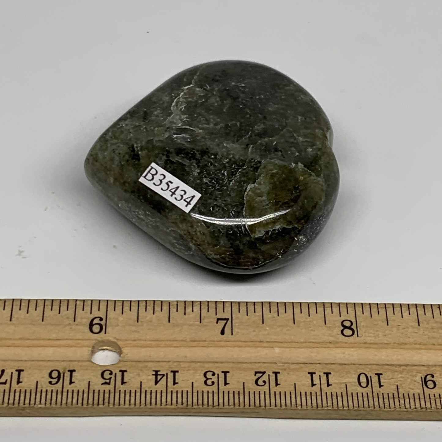 105.5g, 2.2"x2.2"x0.9", Natural Labradorite Heart Polished Crystal, B35434