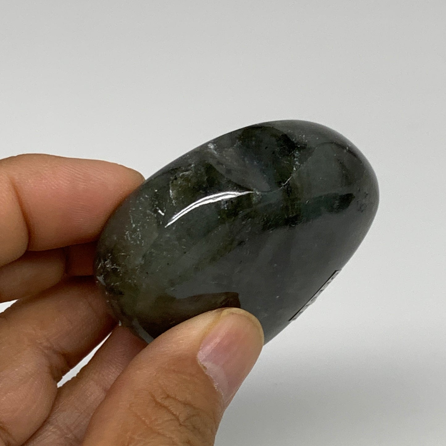 106.9g, 2.2"x2.2"x0.9", Natural Labradorite Heart Polished Crystal, B35436