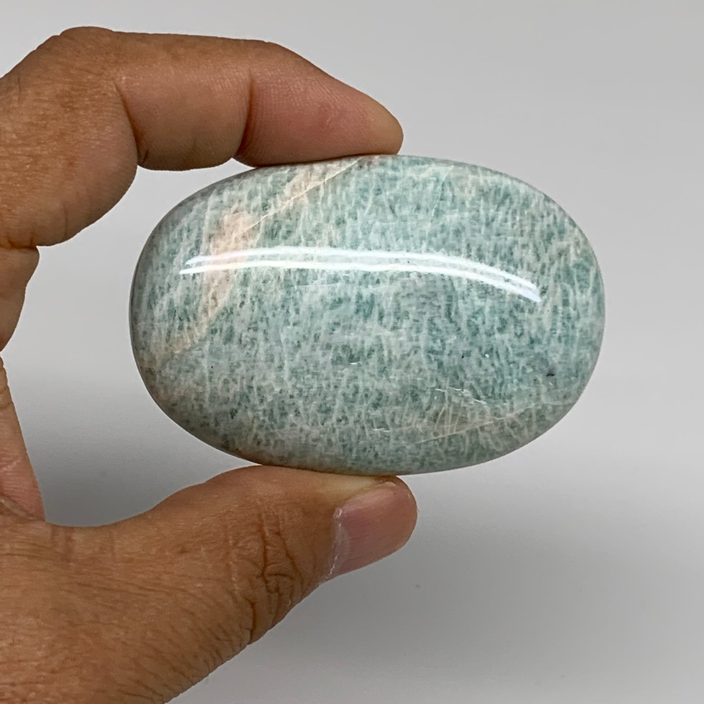 161.4g,2.3"-2.5, 2pcs, Natural Amazonite Palm-Stone Tumbled Polished, B34661