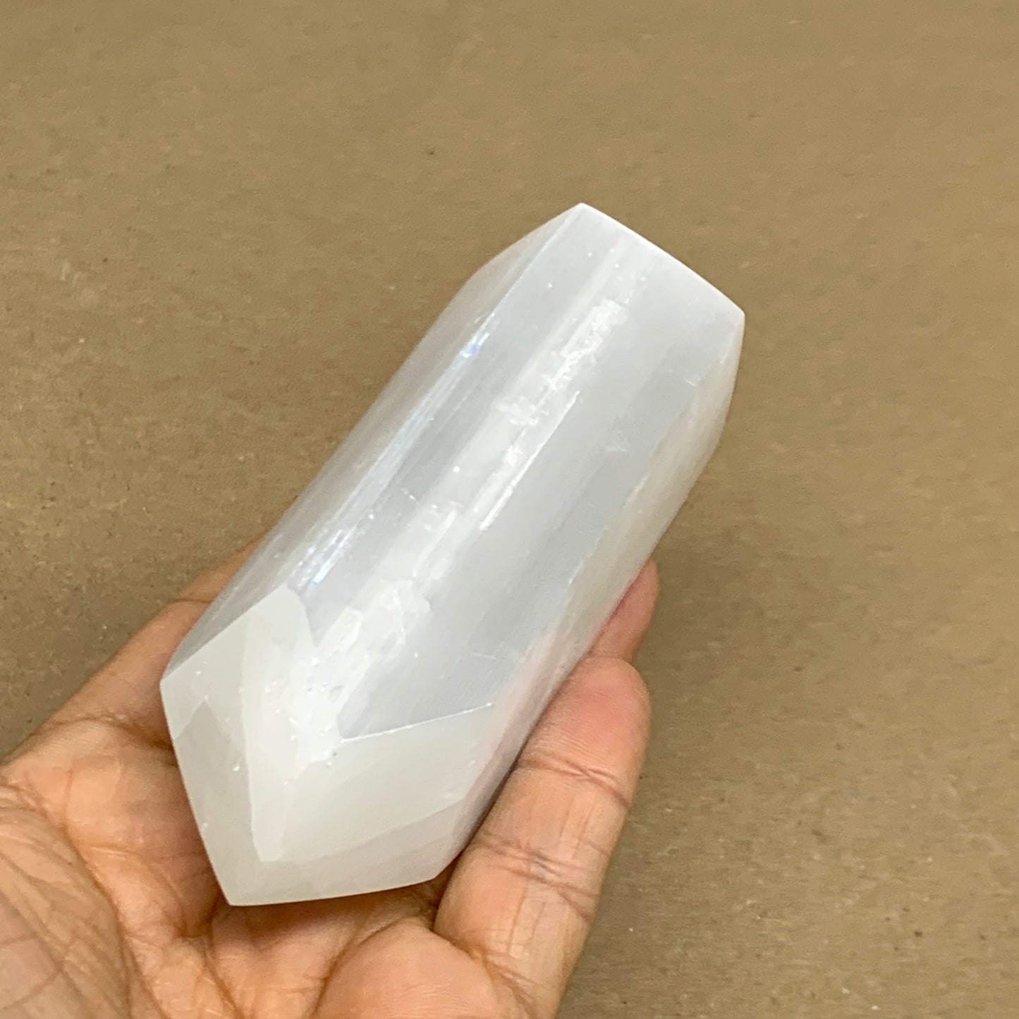 212.6g, 3.9"x1.5", Selenite (Satin Spar) Crystal Tower Point, B36038