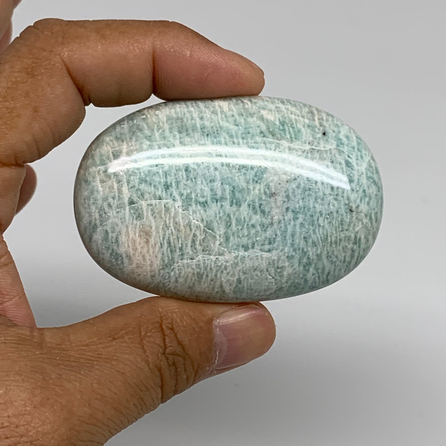 161.4g,2.3"-2.5, 2pcs, Natural Amazonite Palm-Stone Tumbled Polished, B34661