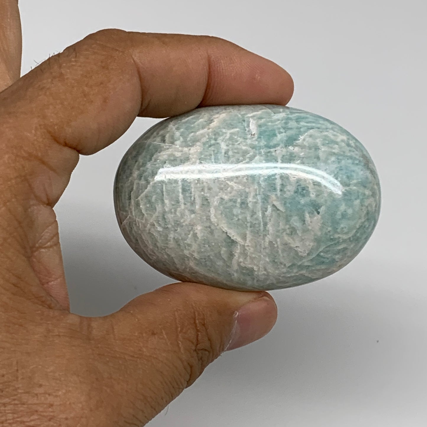 161.4g,2.3"-2.5, 2pcs, Natural Amazonite Palm-Stone Tumbled Polished, B34661