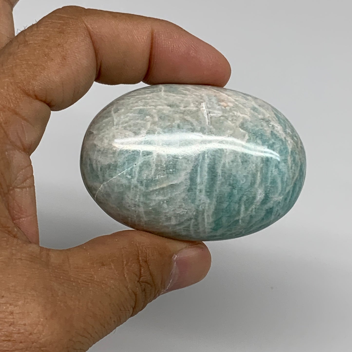 161.4g,2.3"-2.5, 2pcs, Natural Amazonite Palm-Stone Tumbled Polished, B34661