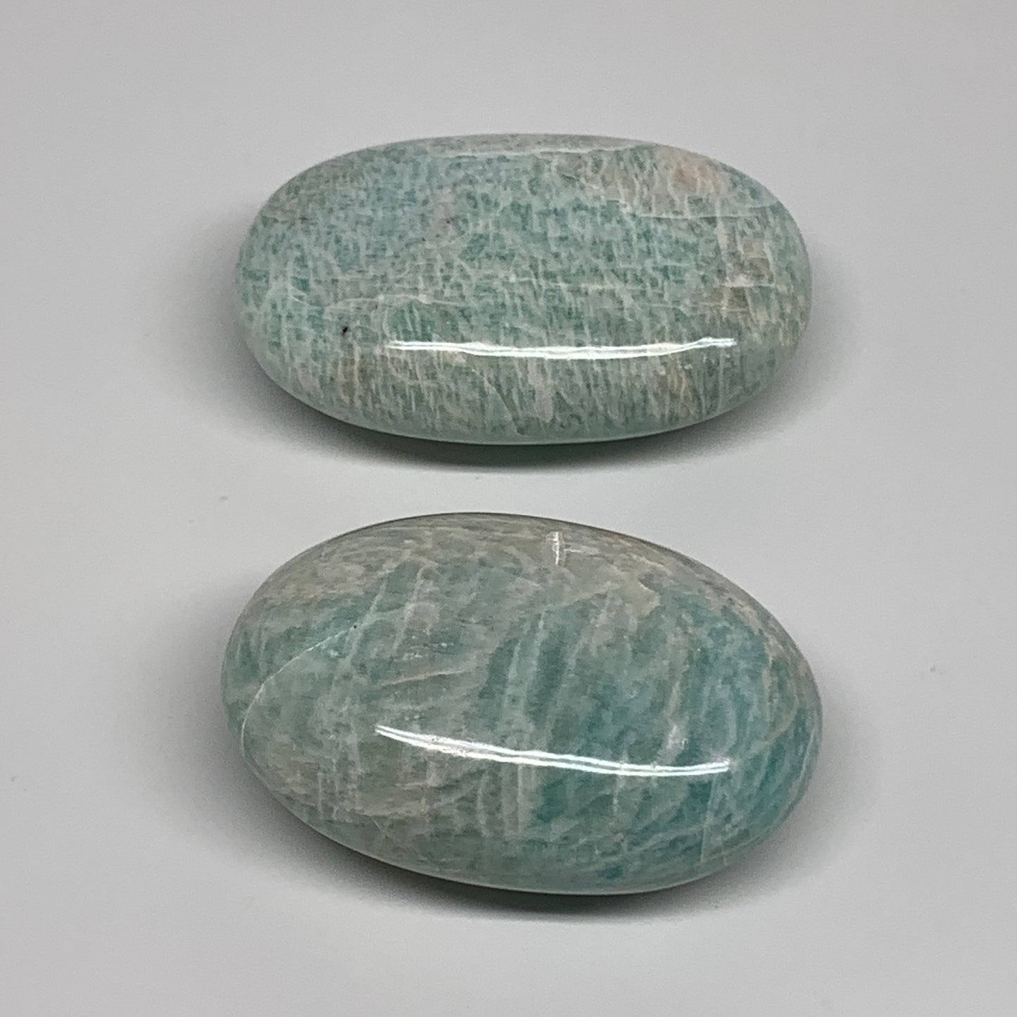 161.4g,2.3"-2.5, 2pcs, Natural Amazonite Palm-Stone Tumbled Polished, B34661