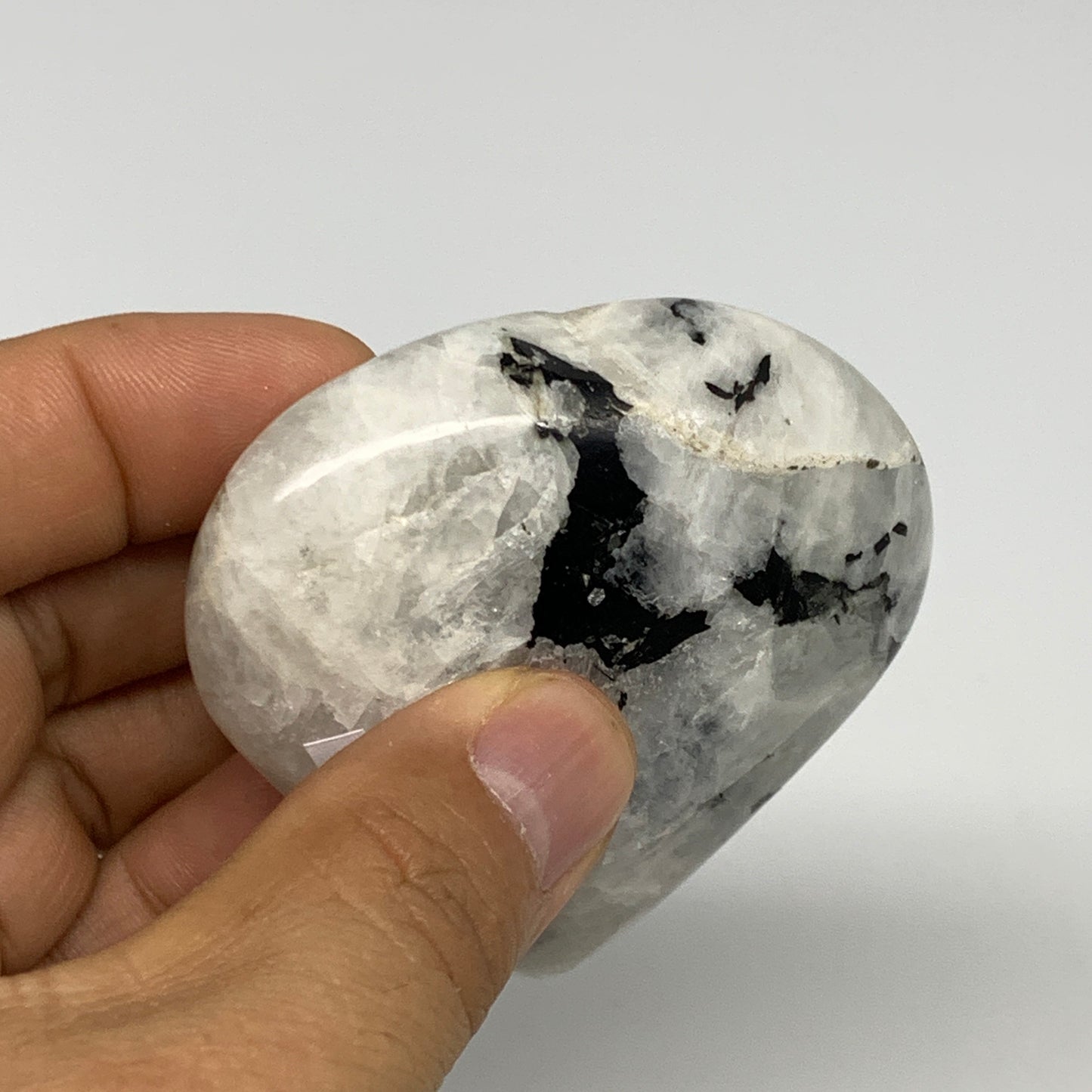 127.9g, 2.3"x2.5"x1", Rainbow Moonstone Heart Crystal Gemstone @India, B29748