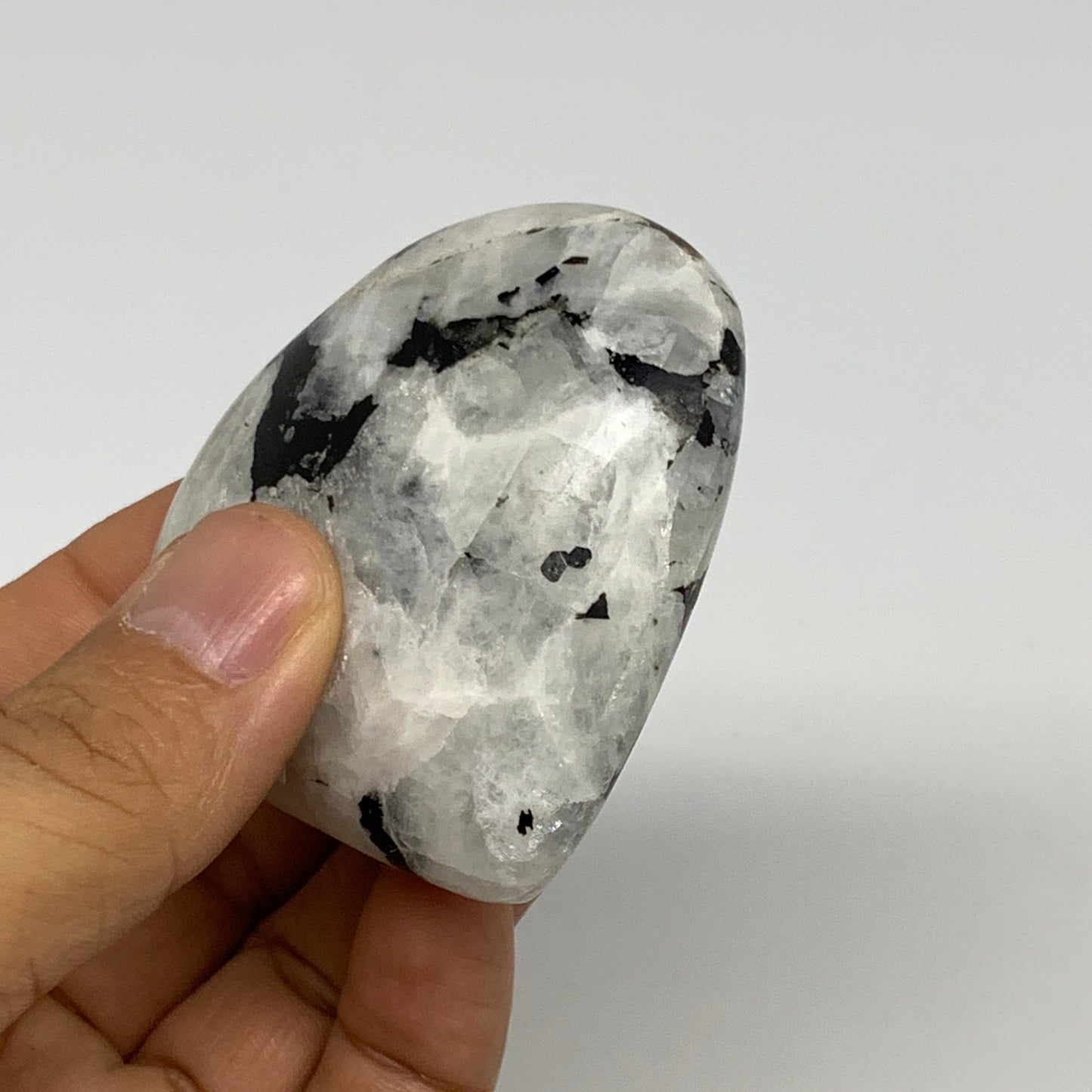 127.9g, 2.3"x2.5"x1", Rainbow Moonstone Heart Crystal Gemstone @India, B29748