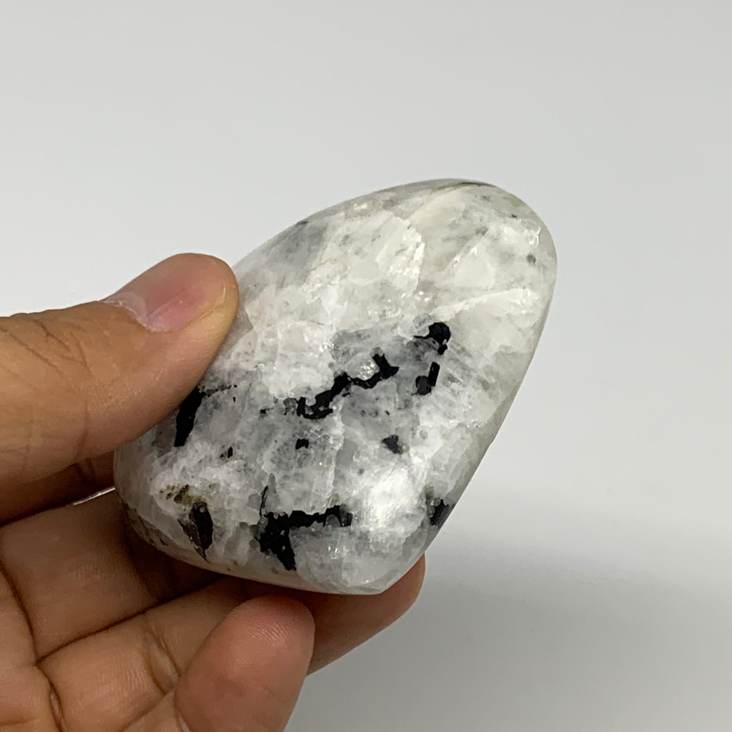 127.9g, 2.3"x2.5"x1", Rainbow Moonstone Heart Crystal Gemstone @India, B29748