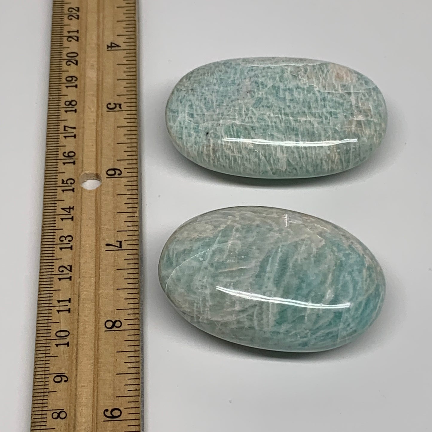 161.4g,2.3"-2.5, 2pcs, Natural Amazonite Palm-Stone Tumbled Polished, B34661